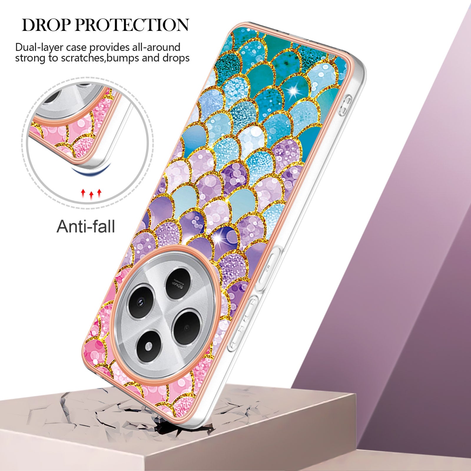 For Redmi 14C 4G Electroplating IMD TPU Phone Case(Colorful Scales)