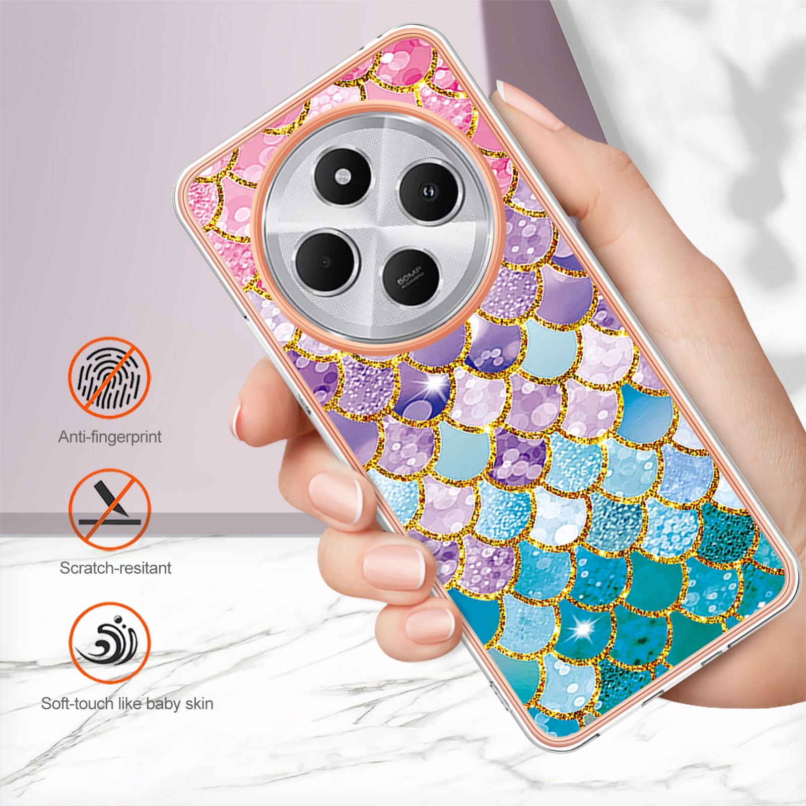 For Redmi 14C 4G Electroplating IMD TPU Phone Case(Colorful Scales)