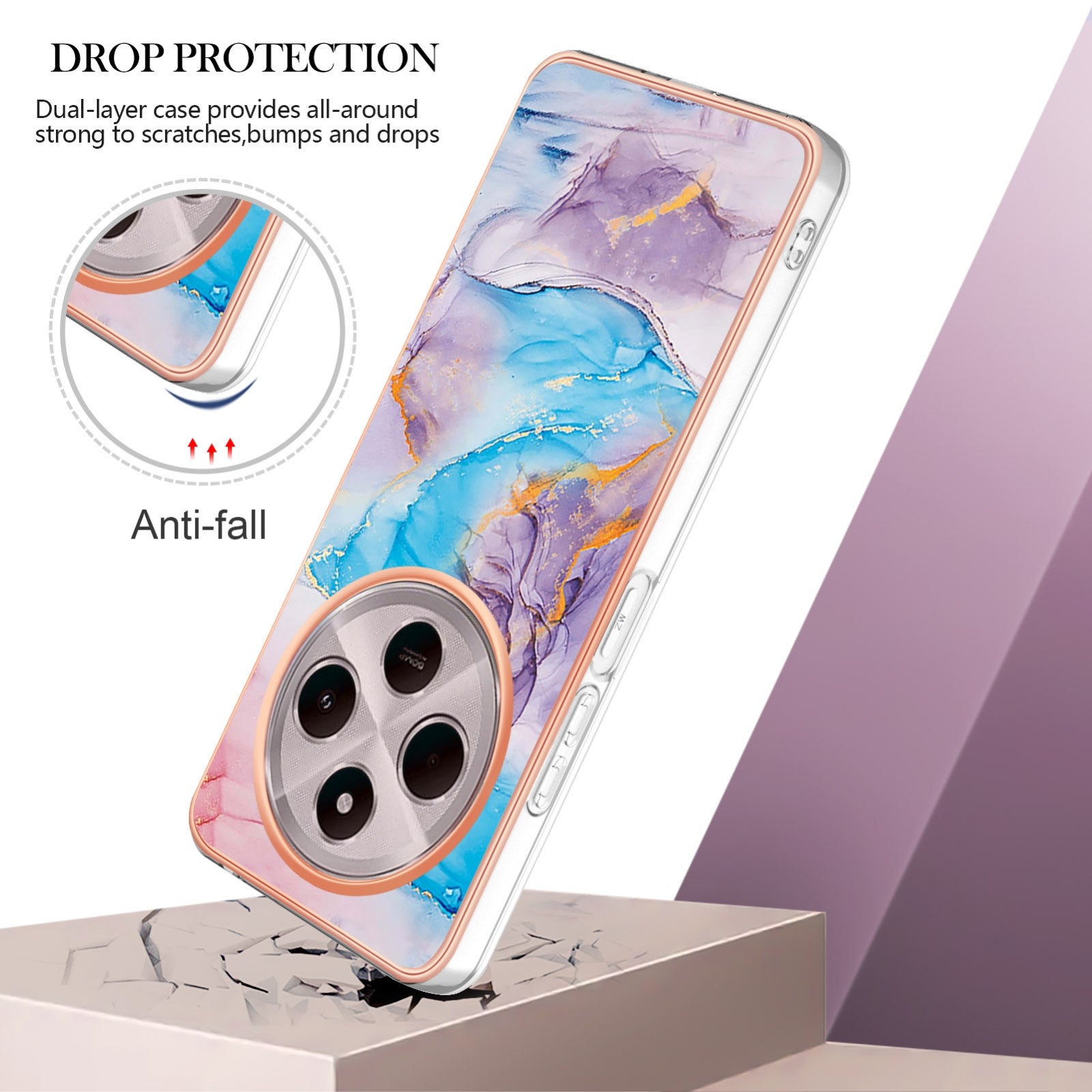 For Redmi 14C 4G Electroplating IMD TPU Phone Case(Blue Marble)