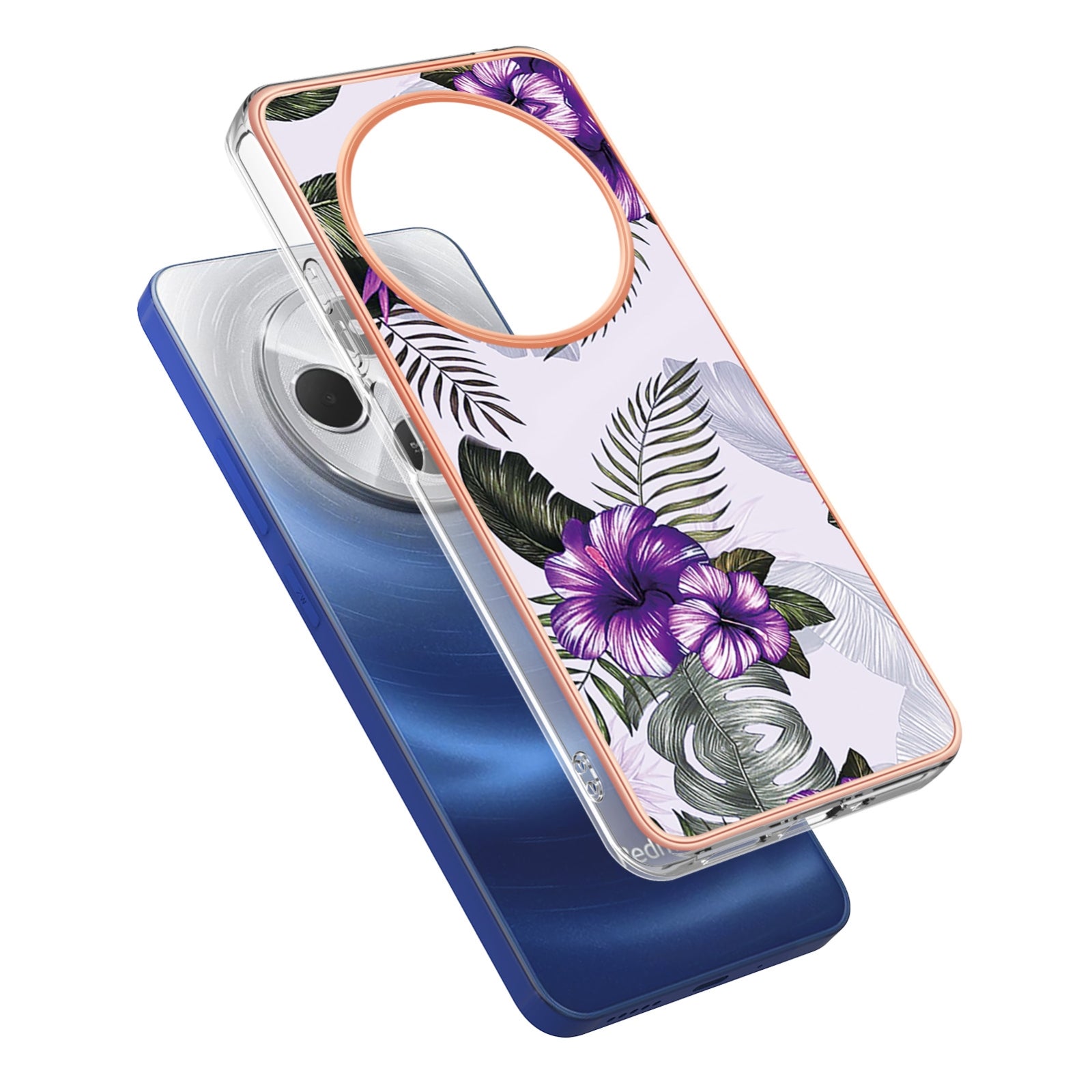 For Redmi 14C 4G Electroplating IMD TPU Phone Case(Purple Flower)