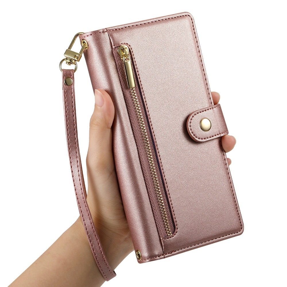 For Redmi 14C 4G Nine Card-slot Zipper Wallet Bag Leather Phone Case(Pink)