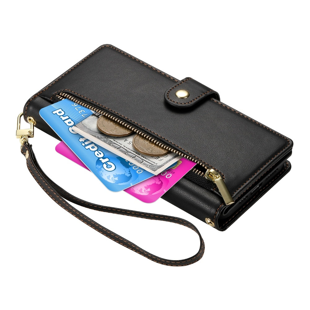 For Redmi 14C 4G Nine Card-slot Zipper Wallet Bag Leather Phone Case(Black)