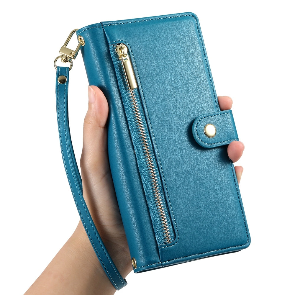 For Redmi 14C 4G Nine Card-slot Zipper Wallet Bag Leather Phone Case(Blue)