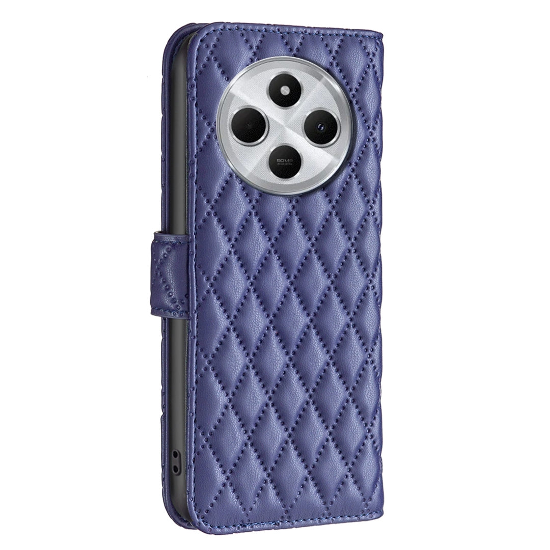 For Redmi 14C 4G Diamond Lattice Wallet Flip Leather Phone Case(Blue)