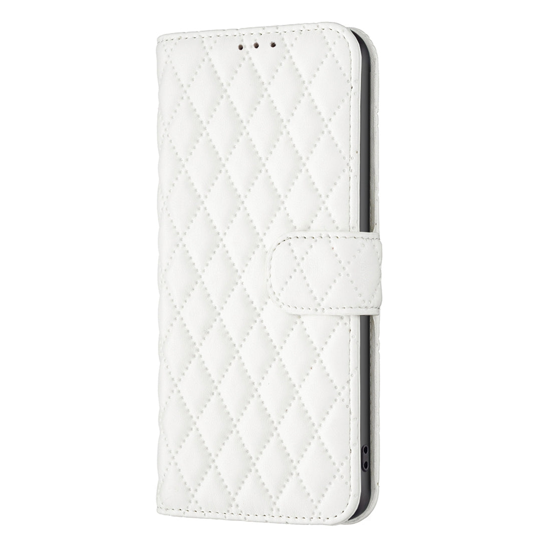 For Redmi 14C 4G Diamond Lattice Wallet Flip Leather Phone Case(White)