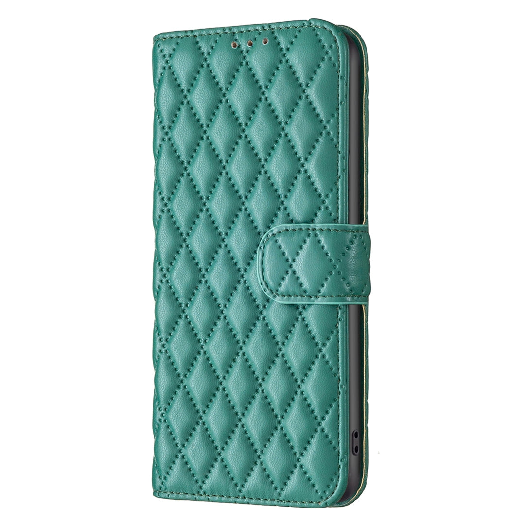 For Redmi 14C 4G Diamond Lattice Wallet Flip Leather Phone Case(Green)