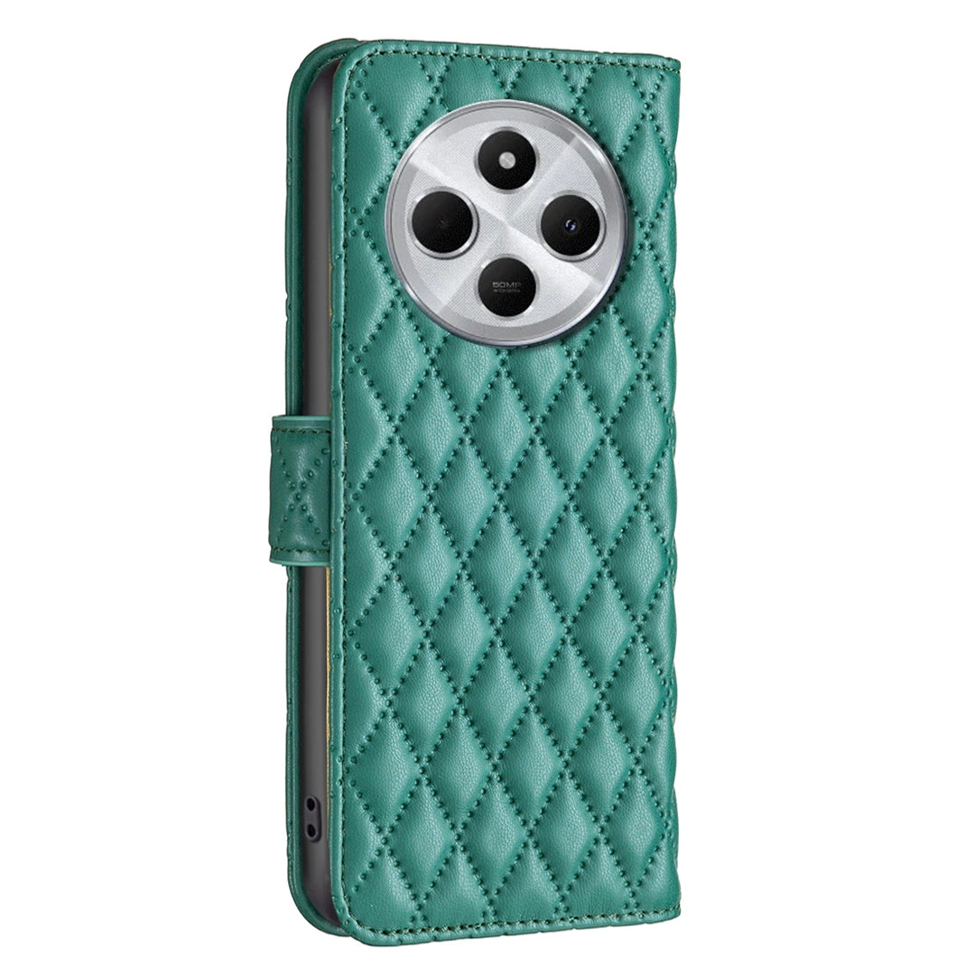 For Redmi 14C 4G Diamond Lattice Wallet Flip Leather Phone Case(Green)