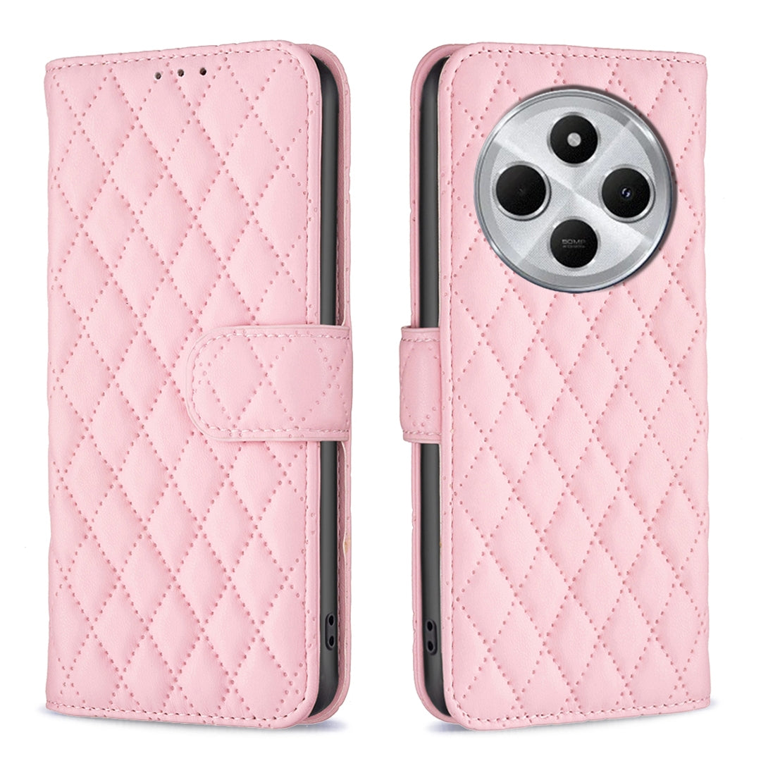 For Redmi 14C 4G Diamond Lattice Wallet Flip Leather Phone Case(Pink)