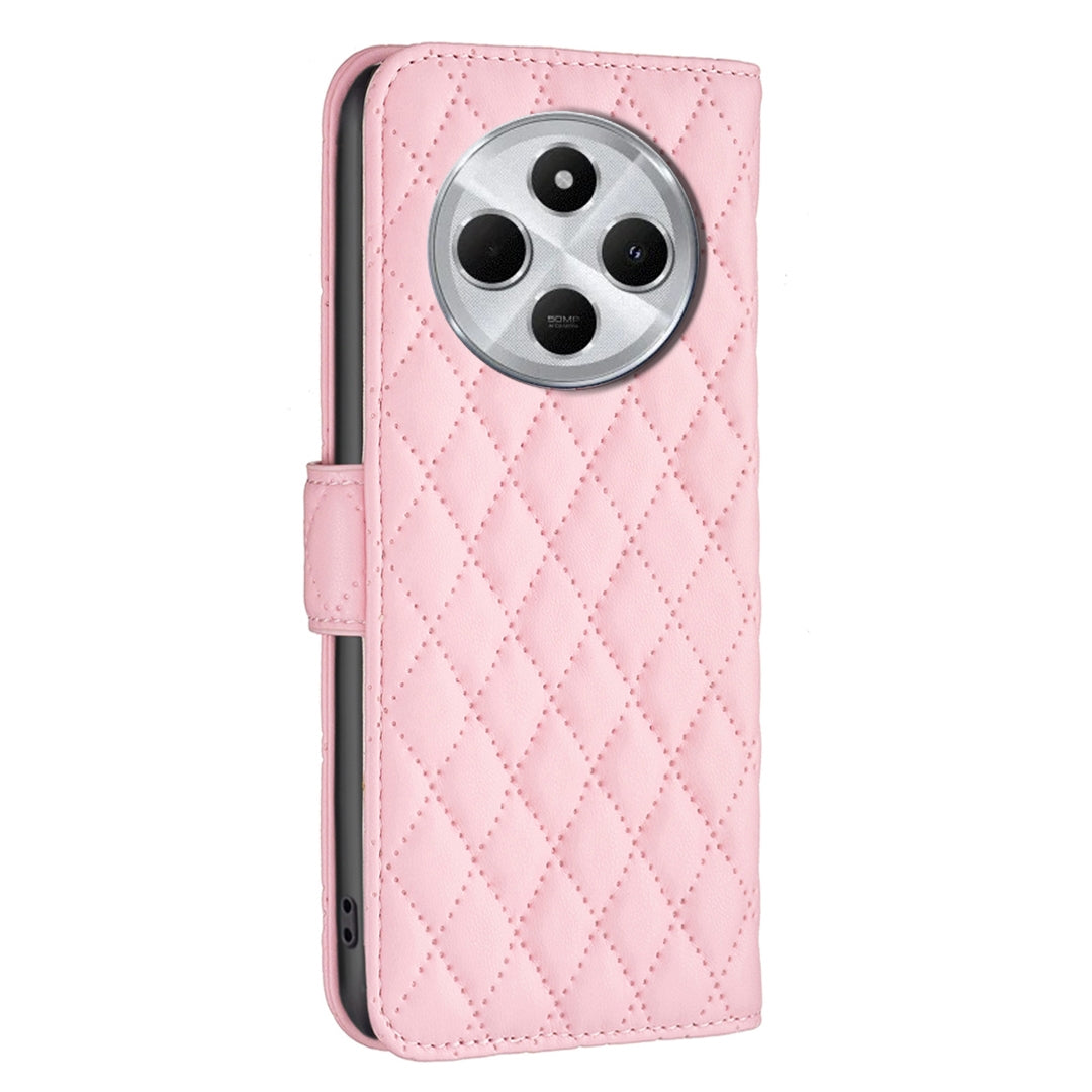 For Redmi 14C 4G Diamond Lattice Wallet Flip Leather Phone Case(Pink)