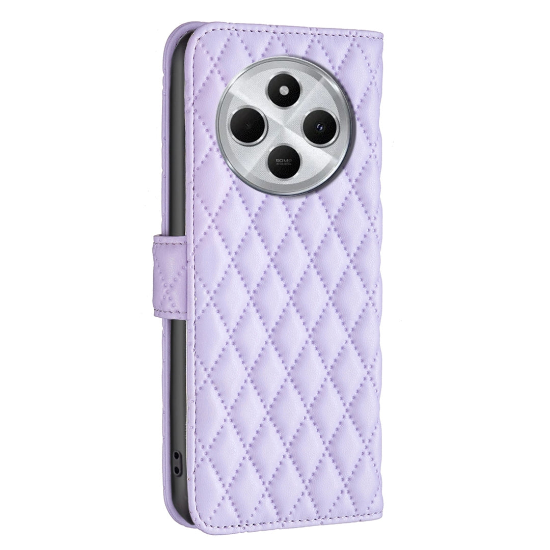 For Redmi 14C 4G Diamond Lattice Wallet Flip Leather Phone Case(Purple)