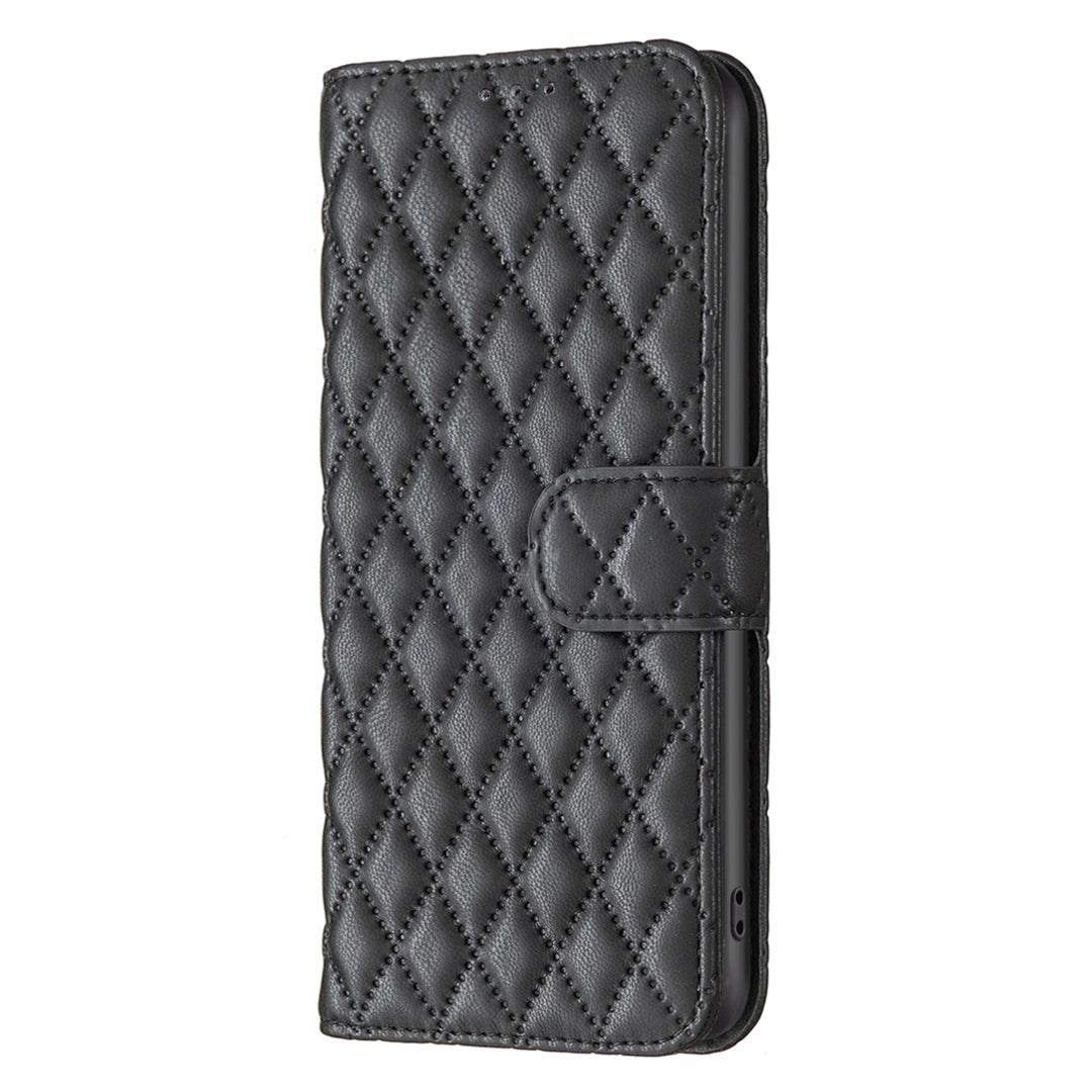 For Redmi 14C 4G Diamond Lattice Wallet Flip Leather Phone Case(Black)