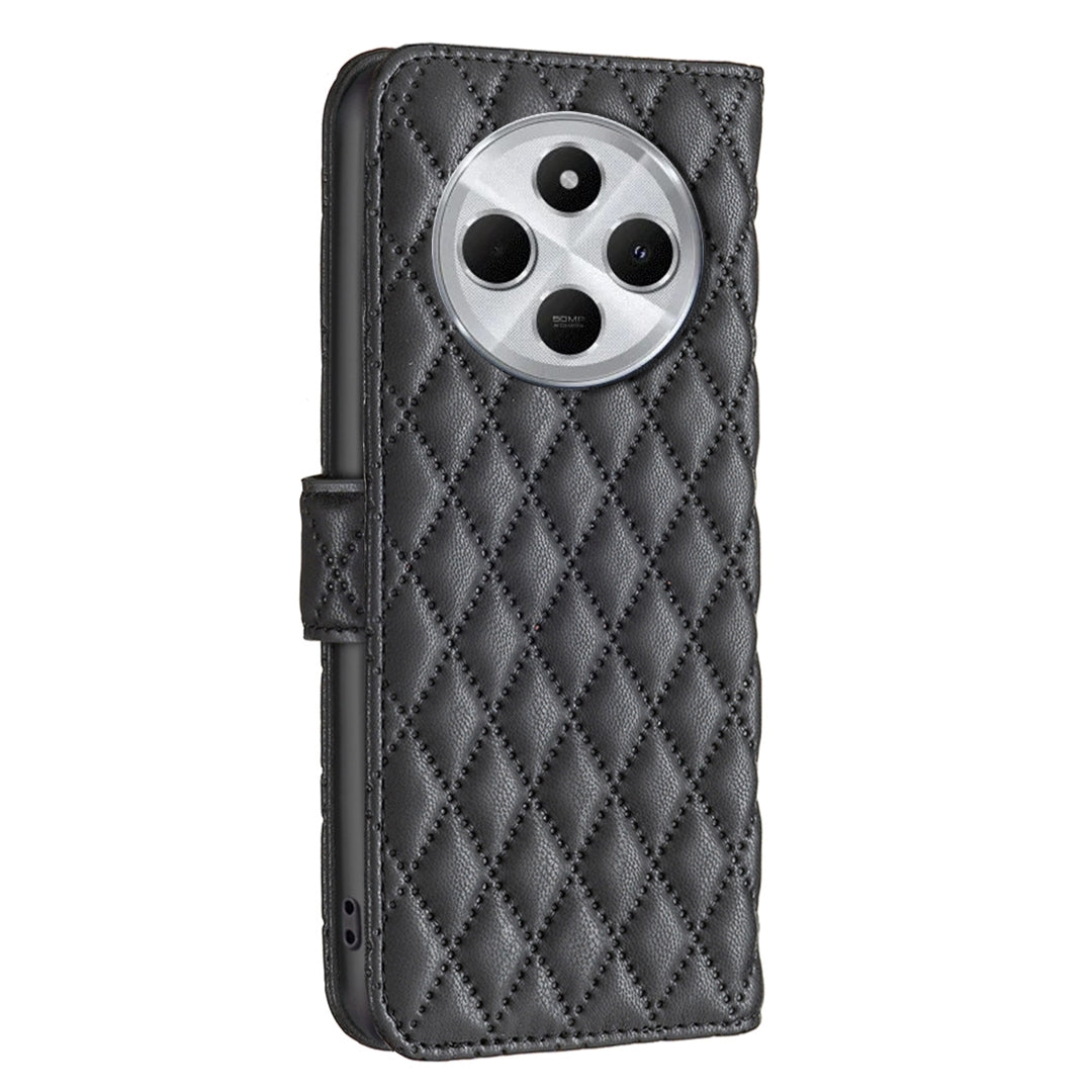 For Redmi 14C 4G Diamond Lattice Wallet Flip Leather Phone Case(Black)