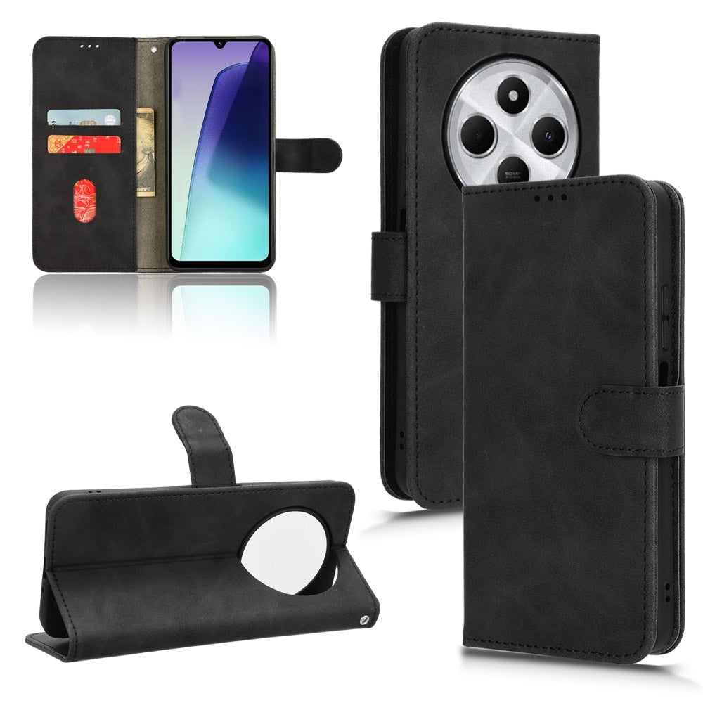 For Redmi 14C Skin Feel Magnetic Flip Leather Phone Case(Black)