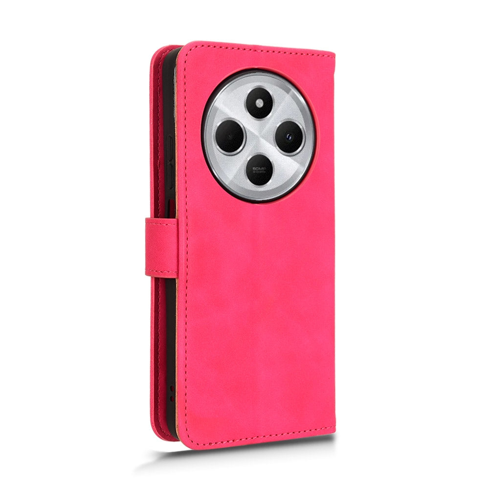 For Redmi 14C Skin Feel Magnetic Flip Leather Phone Case(Rose Red)