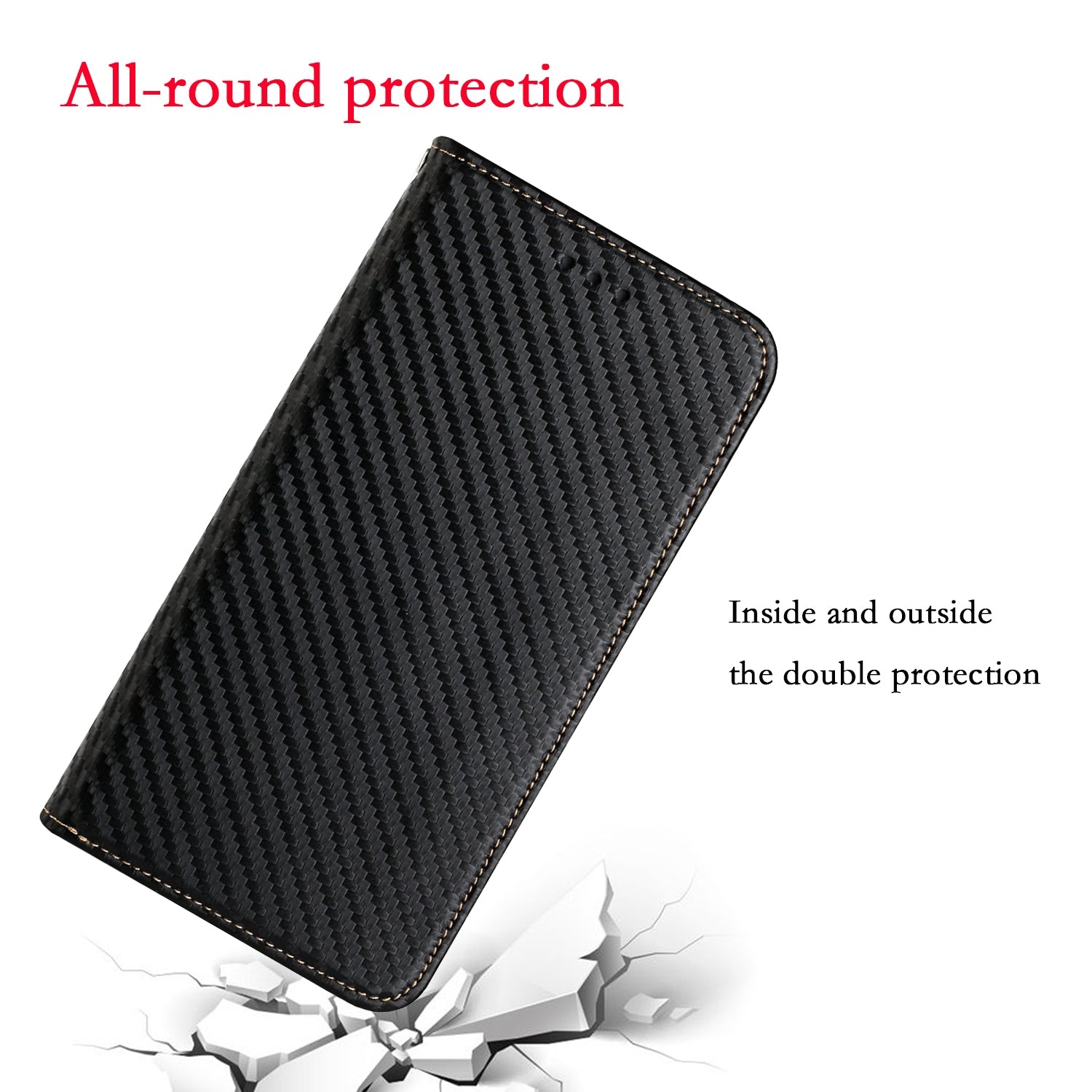 For Redmi 14C 4G Carbon Fiber Texture Magnetic Flip Leather Phone Case(Black)