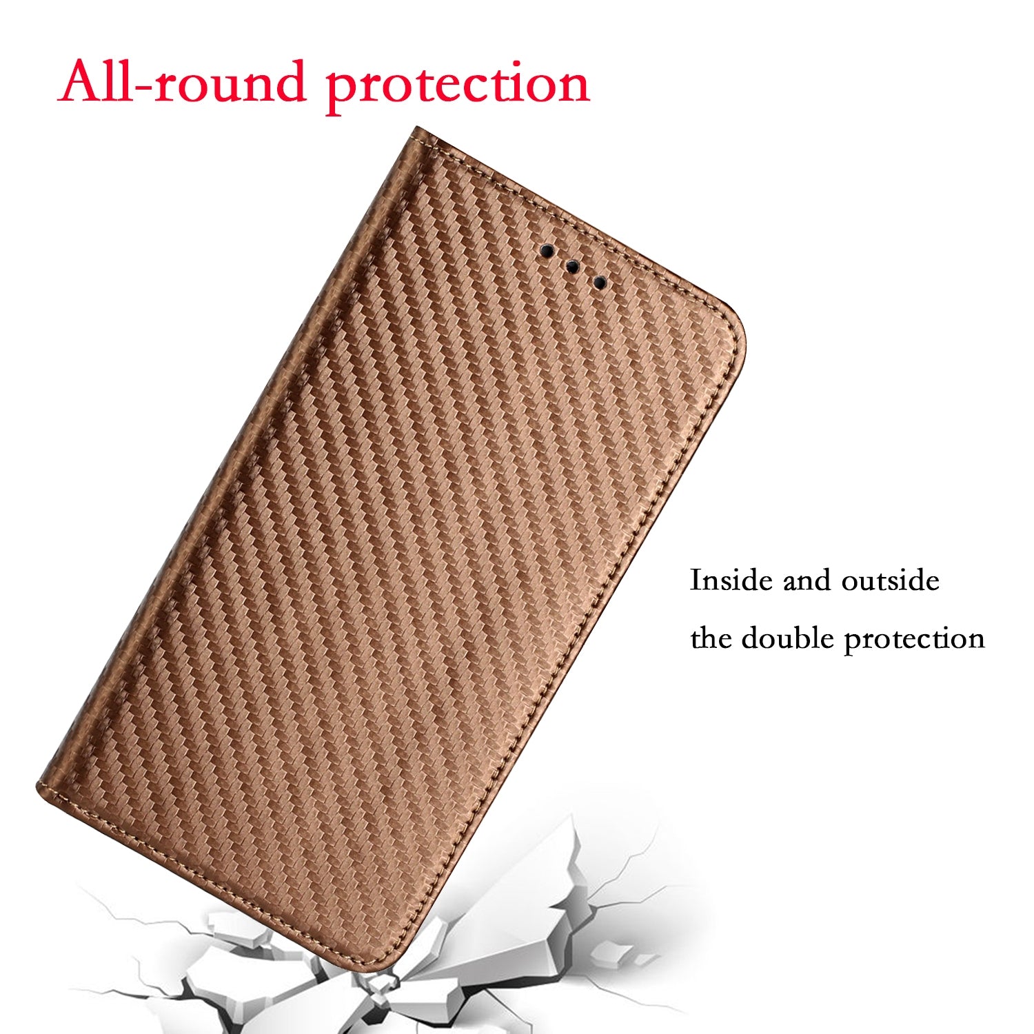 For Redmi 14C 4G Carbon Fiber Texture Magnetic Flip Leather Phone Case(Brown)