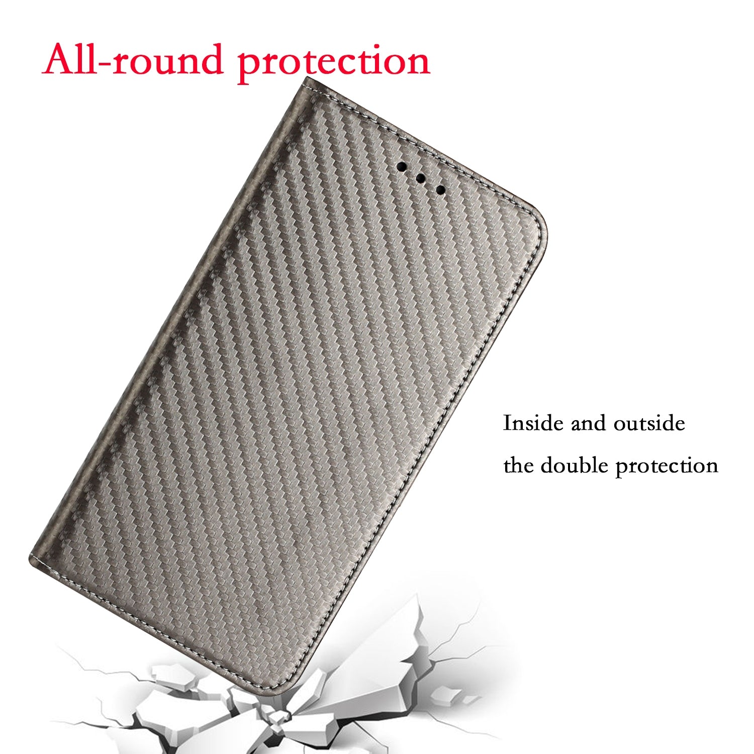 For Redmi 14C 4G Carbon Fiber Texture Magnetic Flip Leather Phone Case(Grey)