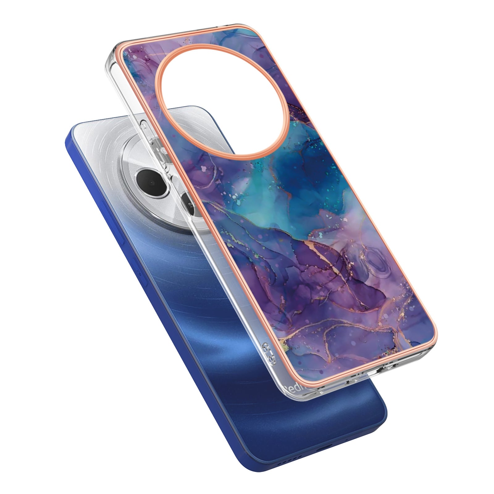 For Redmi 14C 4G Electroplating Marble Dual-side IMD Phone Case(Purple 016)