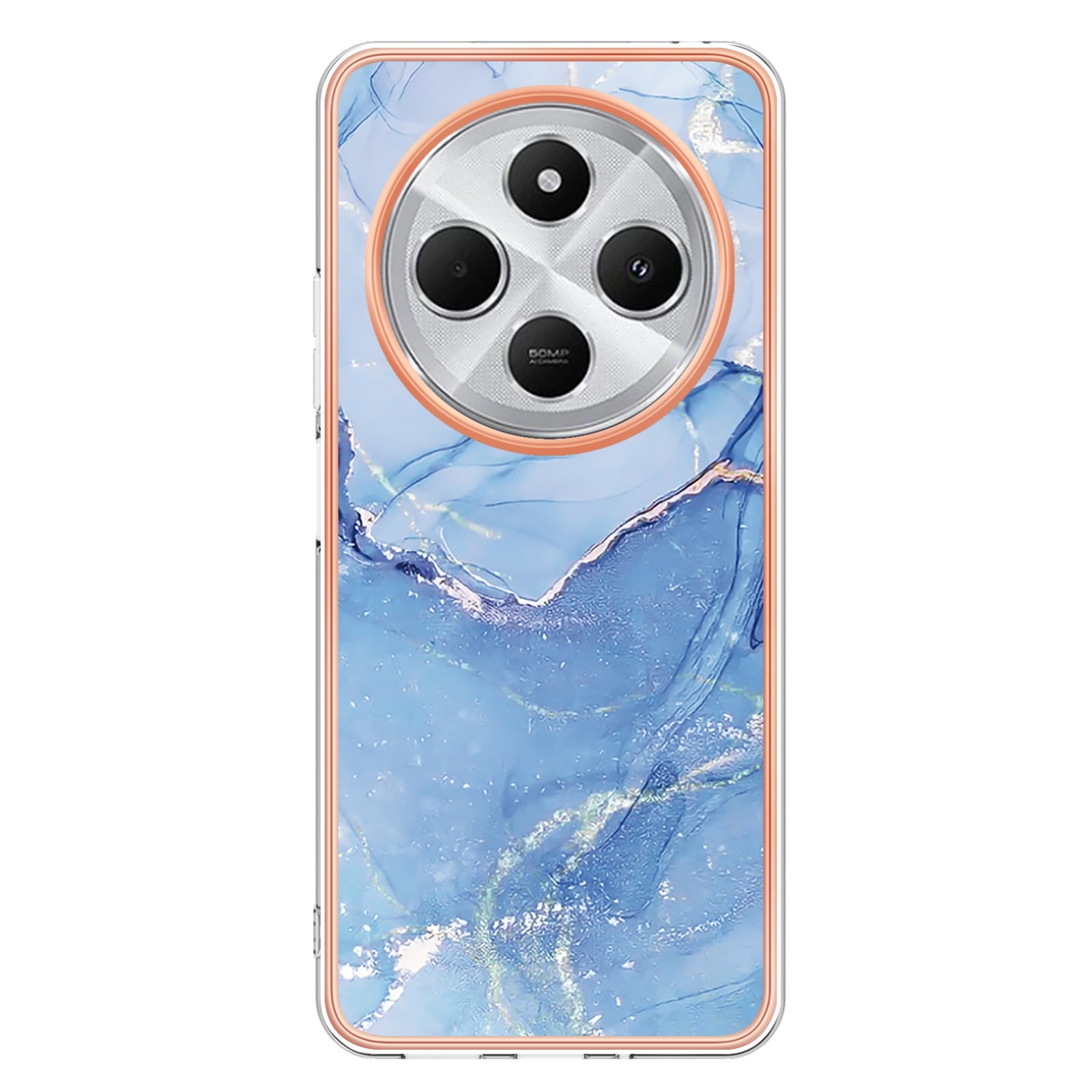 For Redmi 14C 4G Electroplating Marble Dual-side IMD Phone Case(Blue 018)