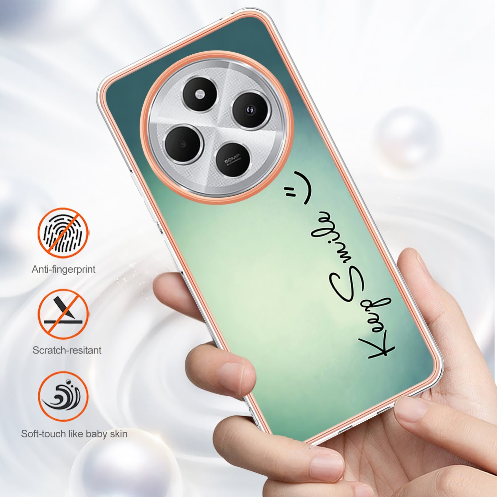 For Redmi 14C 4G Electroplating Marble Dual-side IMD Phone Case(Smile)