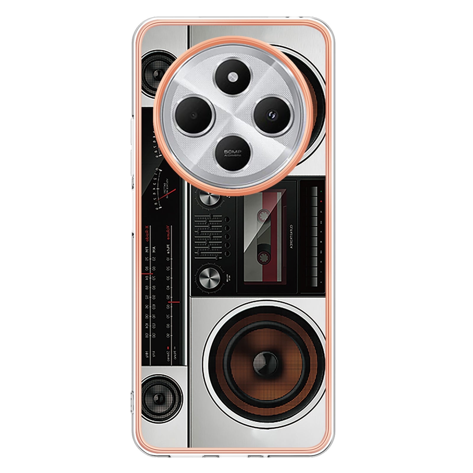 For Redmi 14C 4G Electroplating Marble Dual-side IMD Phone Case(Retro Radio)