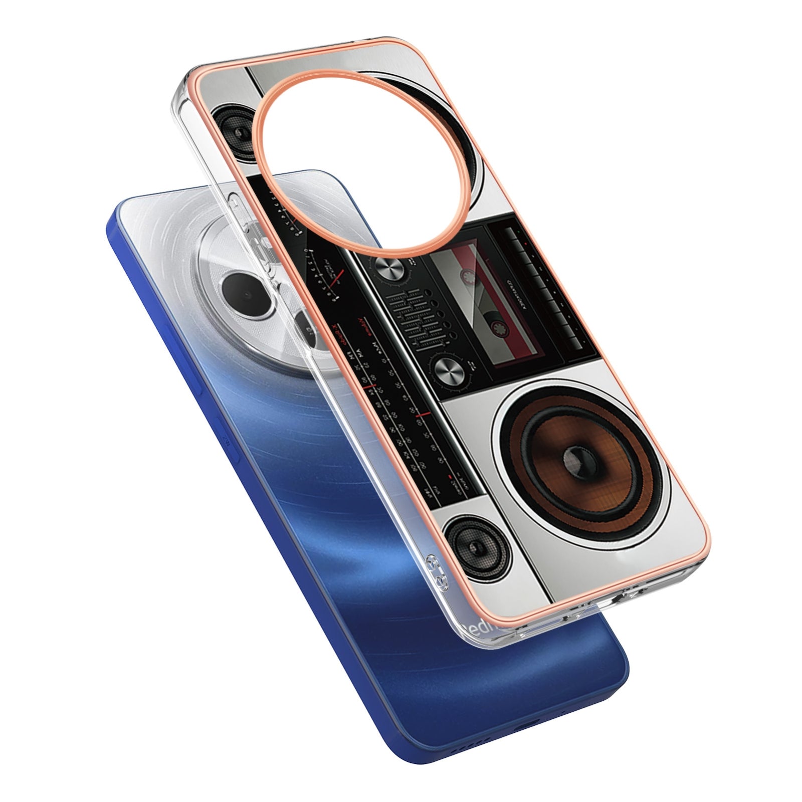 For Redmi 14C 4G Electroplating Marble Dual-side IMD Phone Case(Retro Radio)