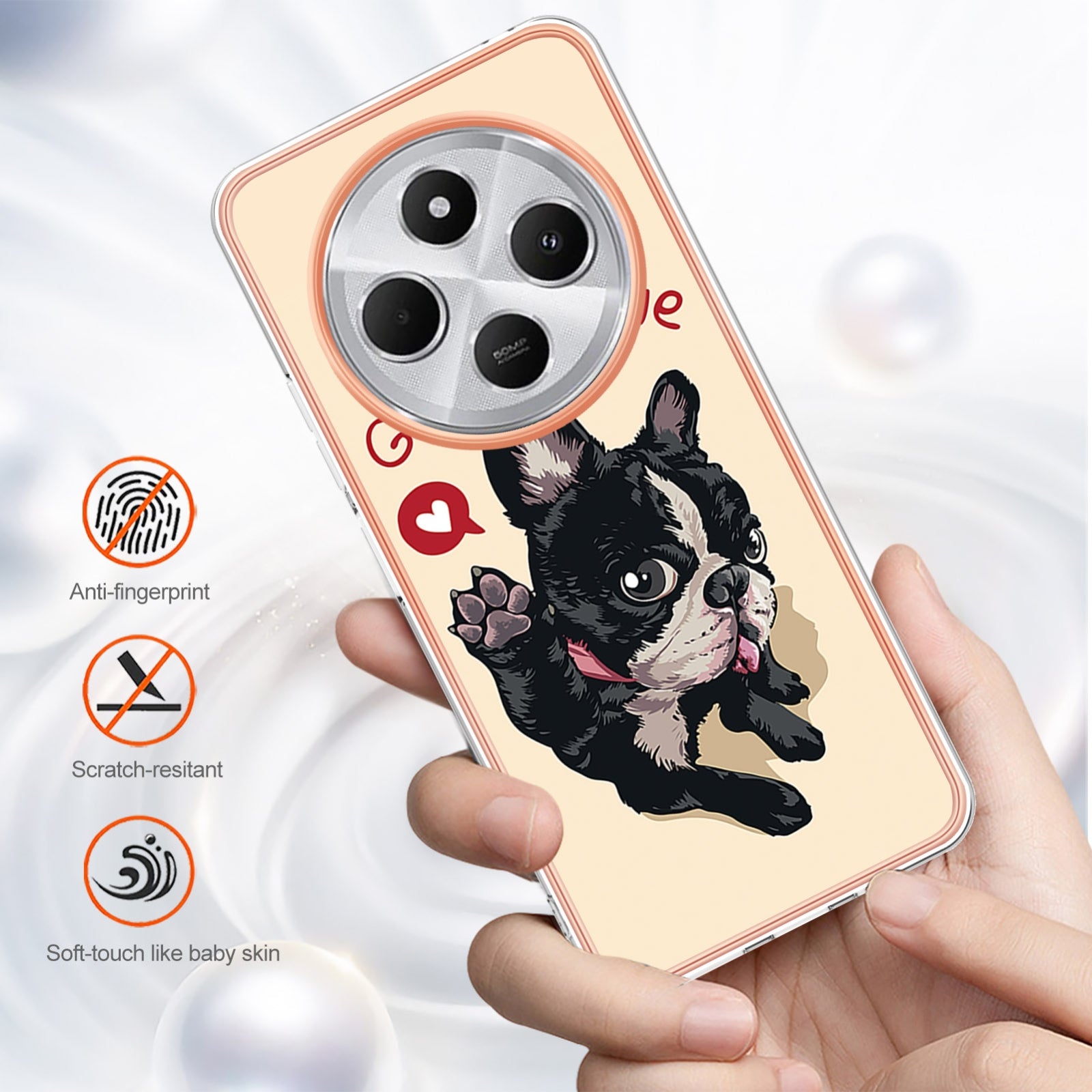 For Redmi 14C 4G Electroplating Marble Dual-side IMD Phone Case(Lucky Dog)