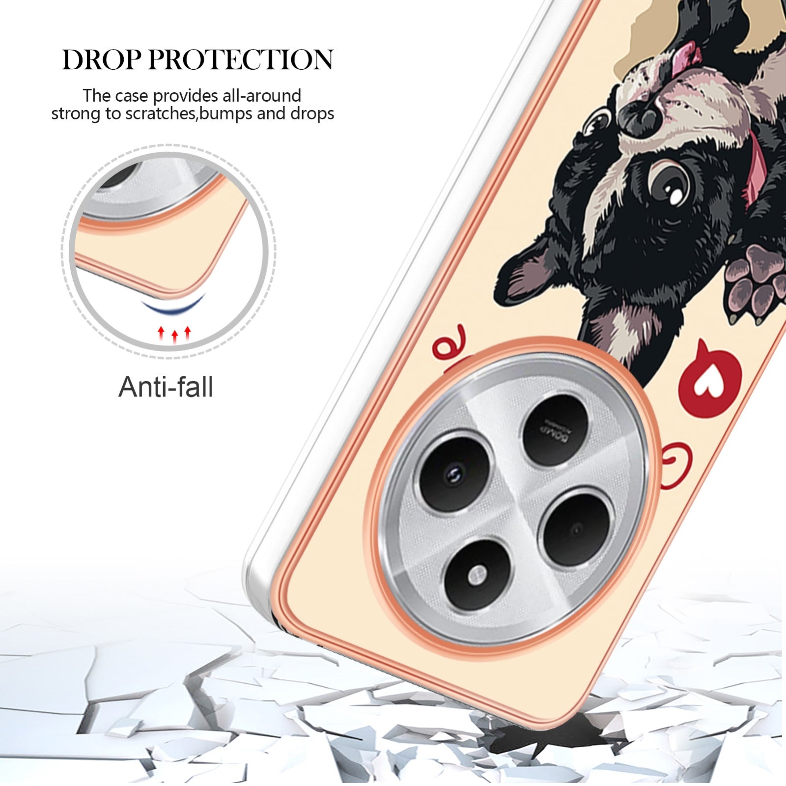 For Redmi 14C 4G Electroplating Marble Dual-side IMD Phone Case(Lucky Dog)