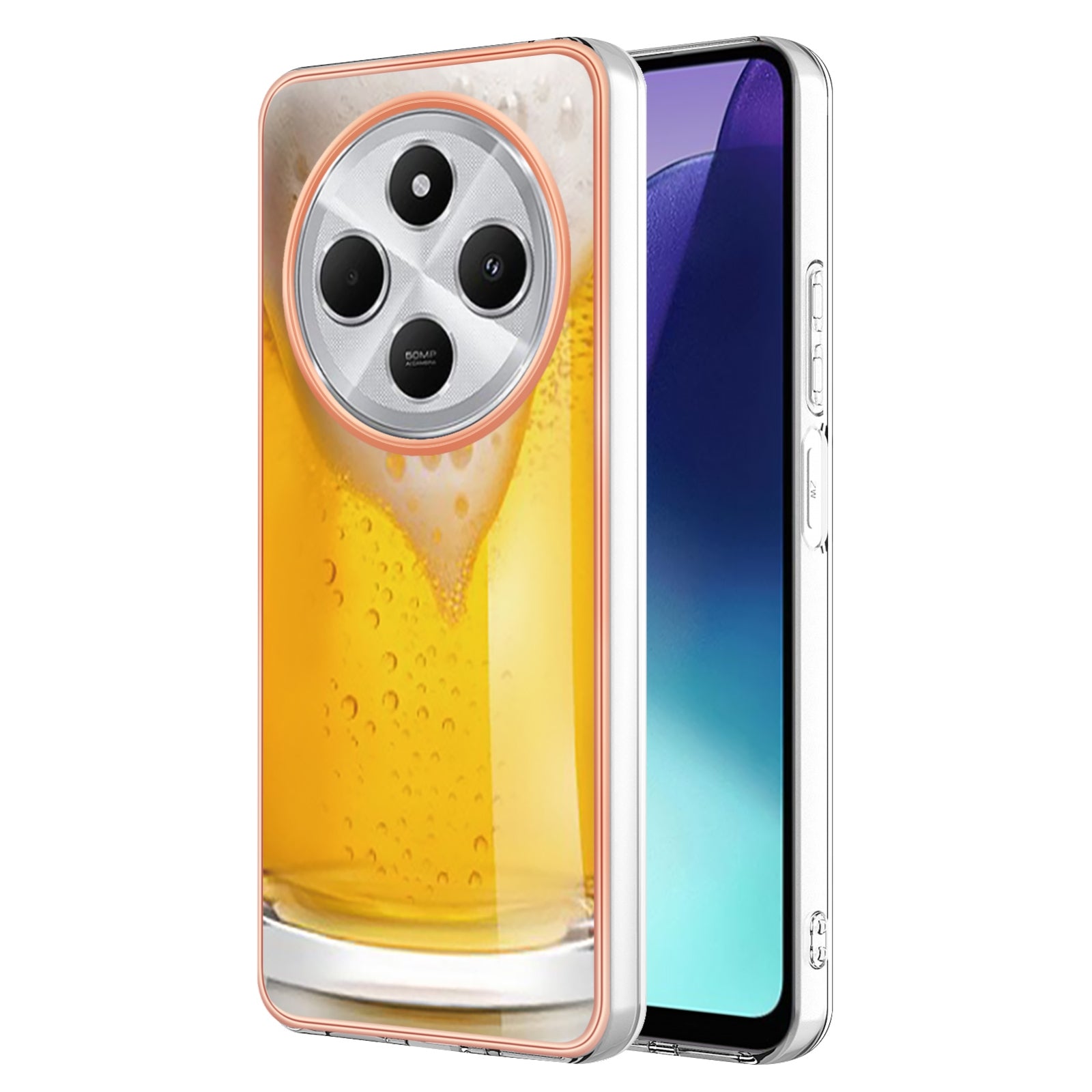 For Redmi 14C 4G Electroplating Marble Dual-side IMD Phone Case(Draft Beer)