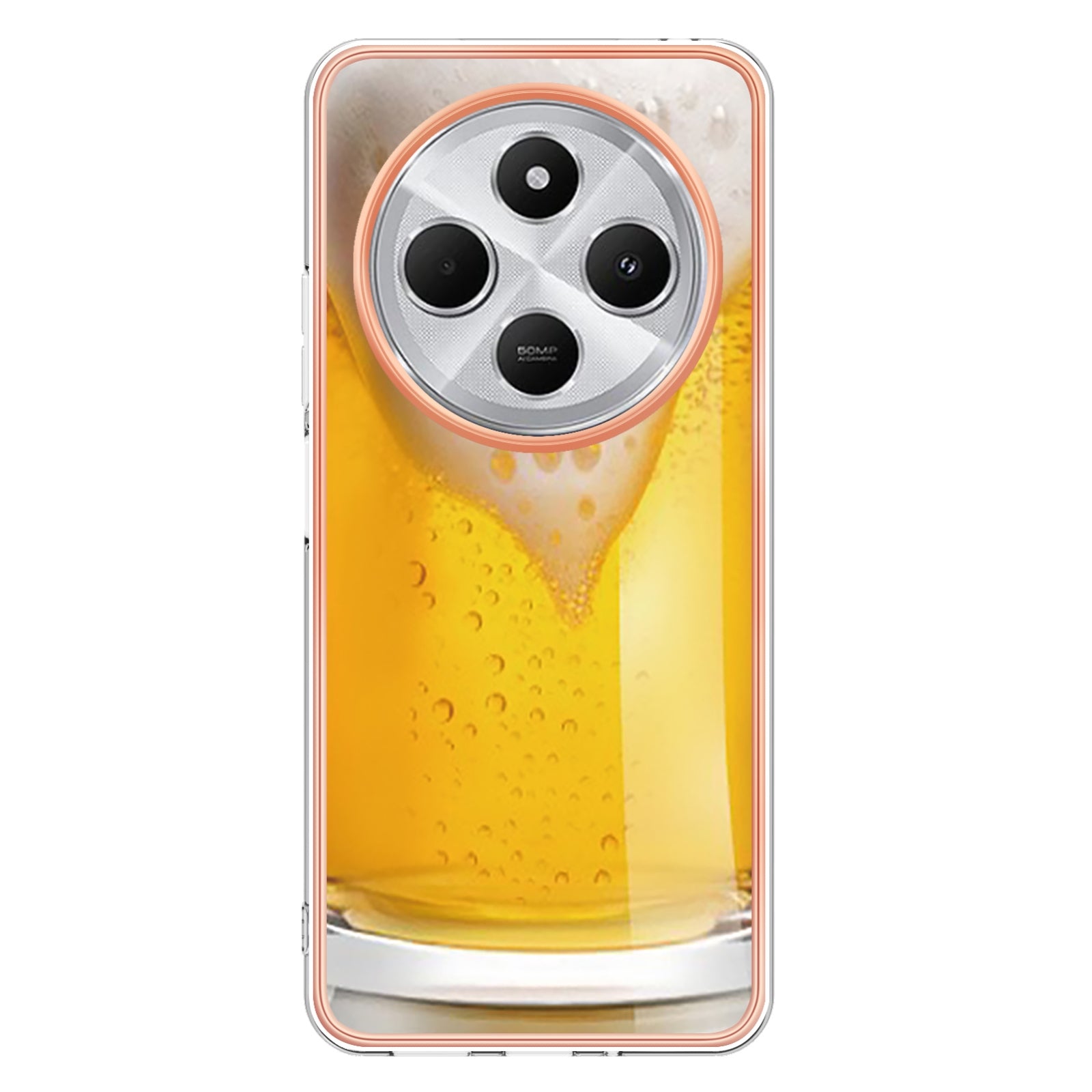 For Redmi 14C 4G Electroplating Marble Dual-side IMD Phone Case(Draft Beer)