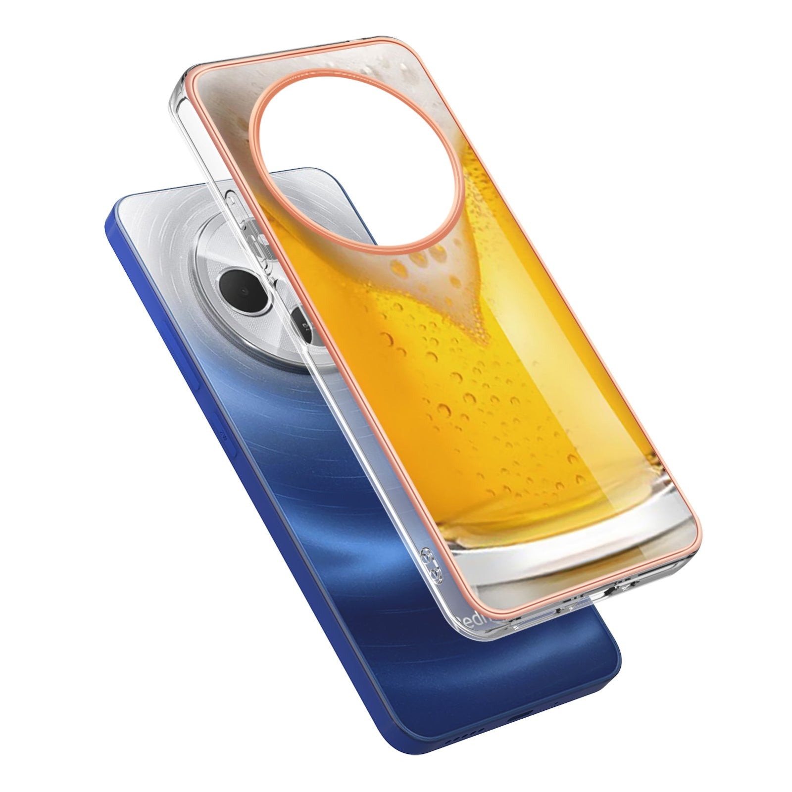 For Redmi 14C 4G Electroplating Marble Dual-side IMD Phone Case(Draft Beer)