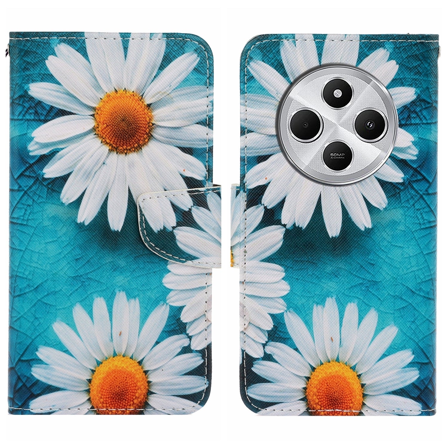 For Redmi 14C 4G Colored Drawing Pattern Leather Phone Case(Daisy)