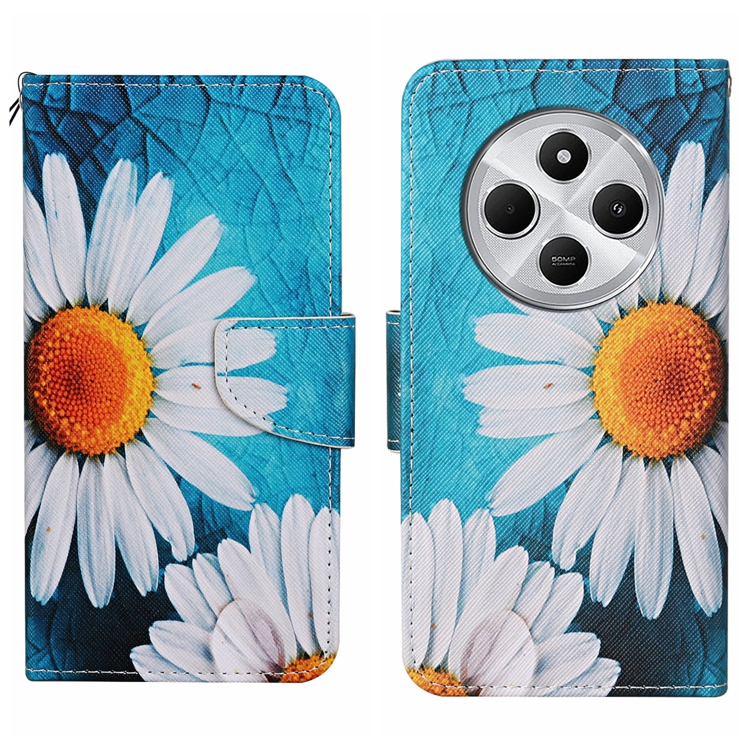 For Redmi 14C 4G Colored Drawing Pattern Leather Phone Case(Chrysanthemum)