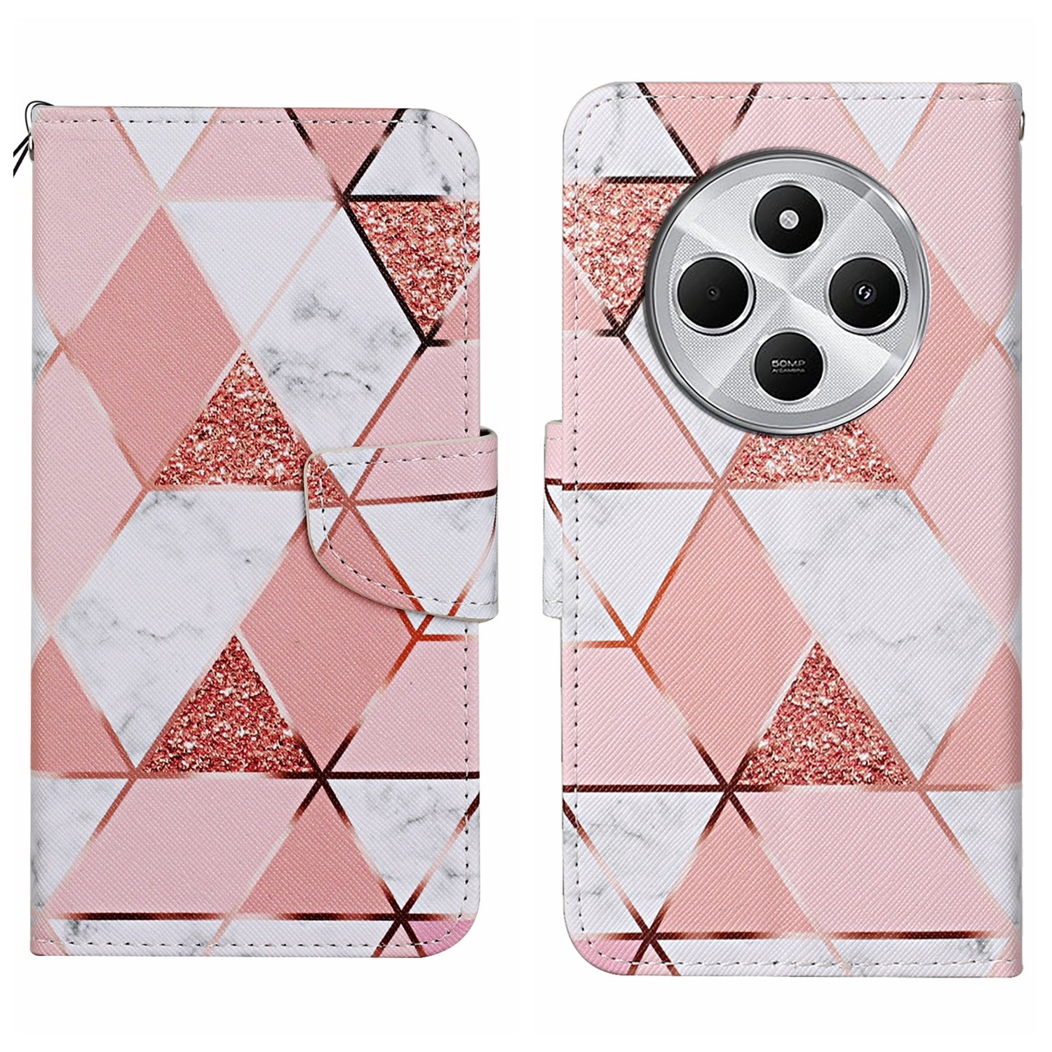 For Redmi 14C 4G Colored Drawing Pattern Leather Phone Case(Marble)