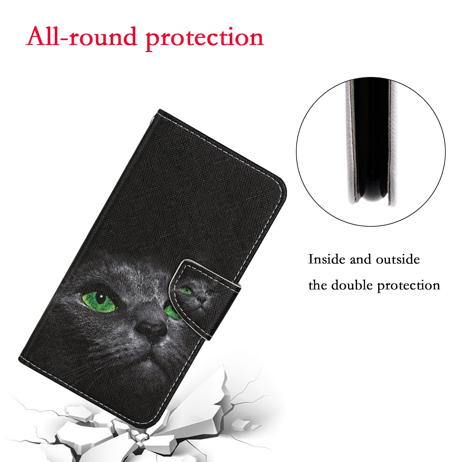 For Redmi 14C 4G Colored Drawing Pattern Leather Phone Case(Black Cat)