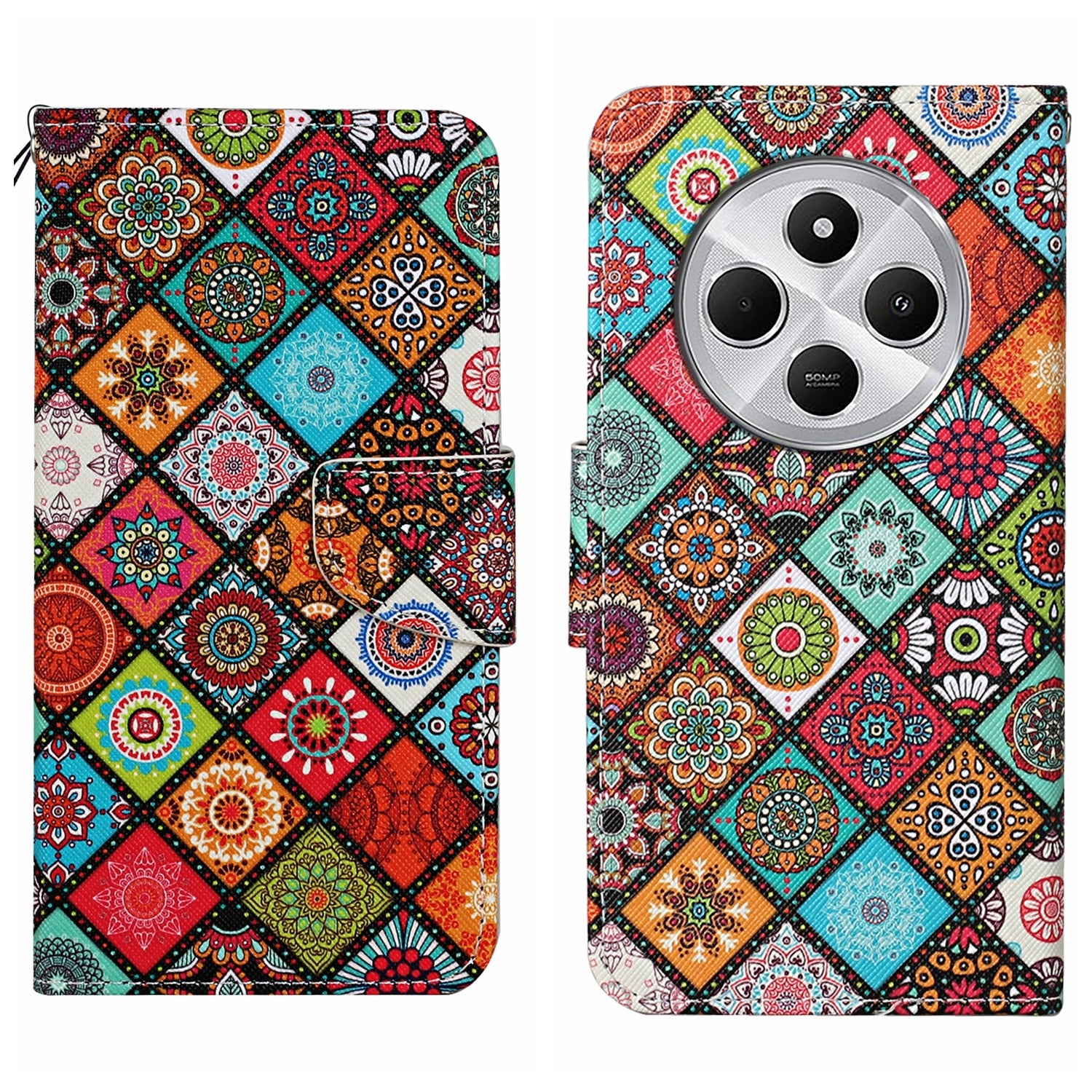 For Redmi 14C 4G Colored Drawing Pattern Leather Phone Case(Ethnic Style)