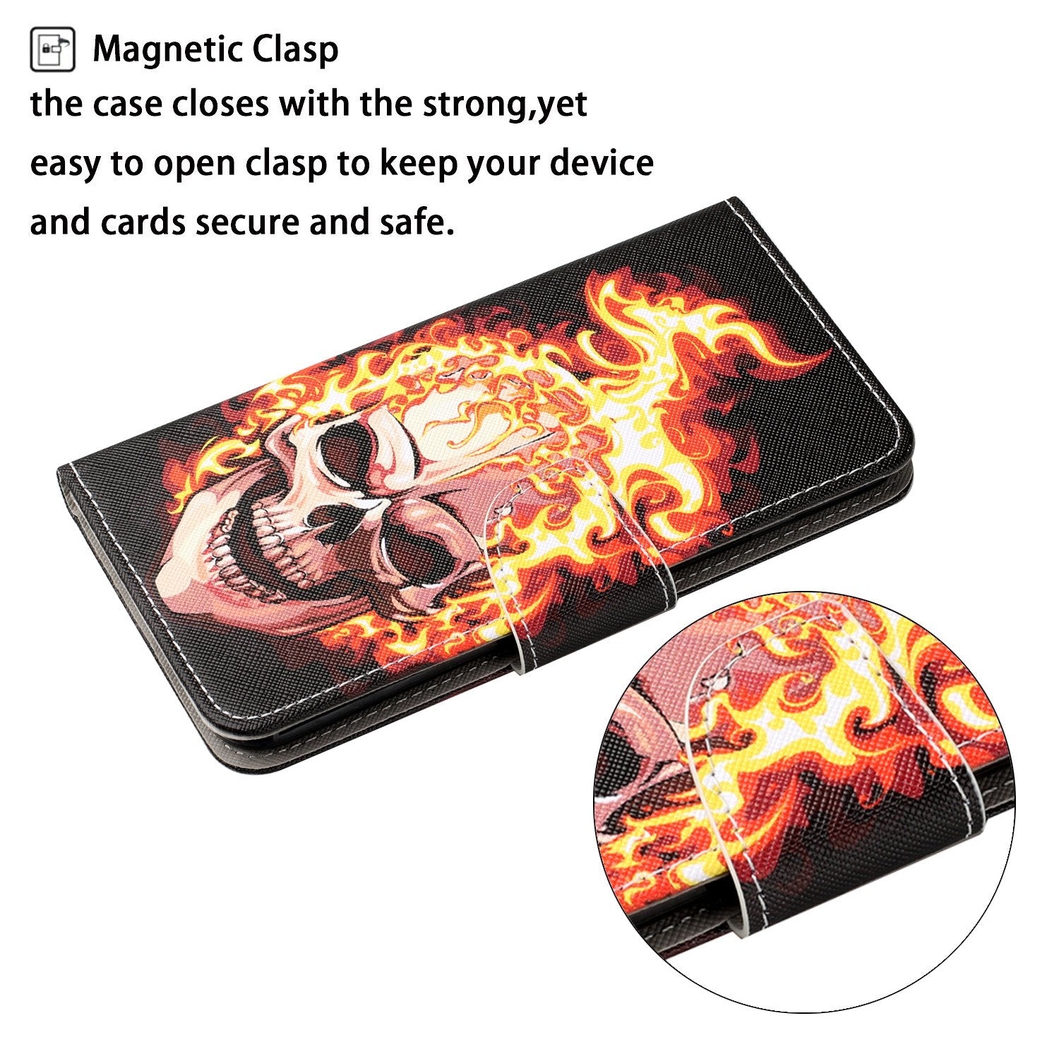 For Redmi 14C 4G Colored Drawing Pattern Leather Phone Case(Flame Skull)