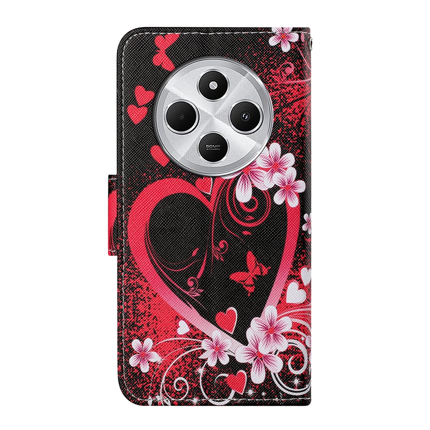 For Redmi 14C 4G Colored Drawing Pattern Leather Phone Case(Red Heart)