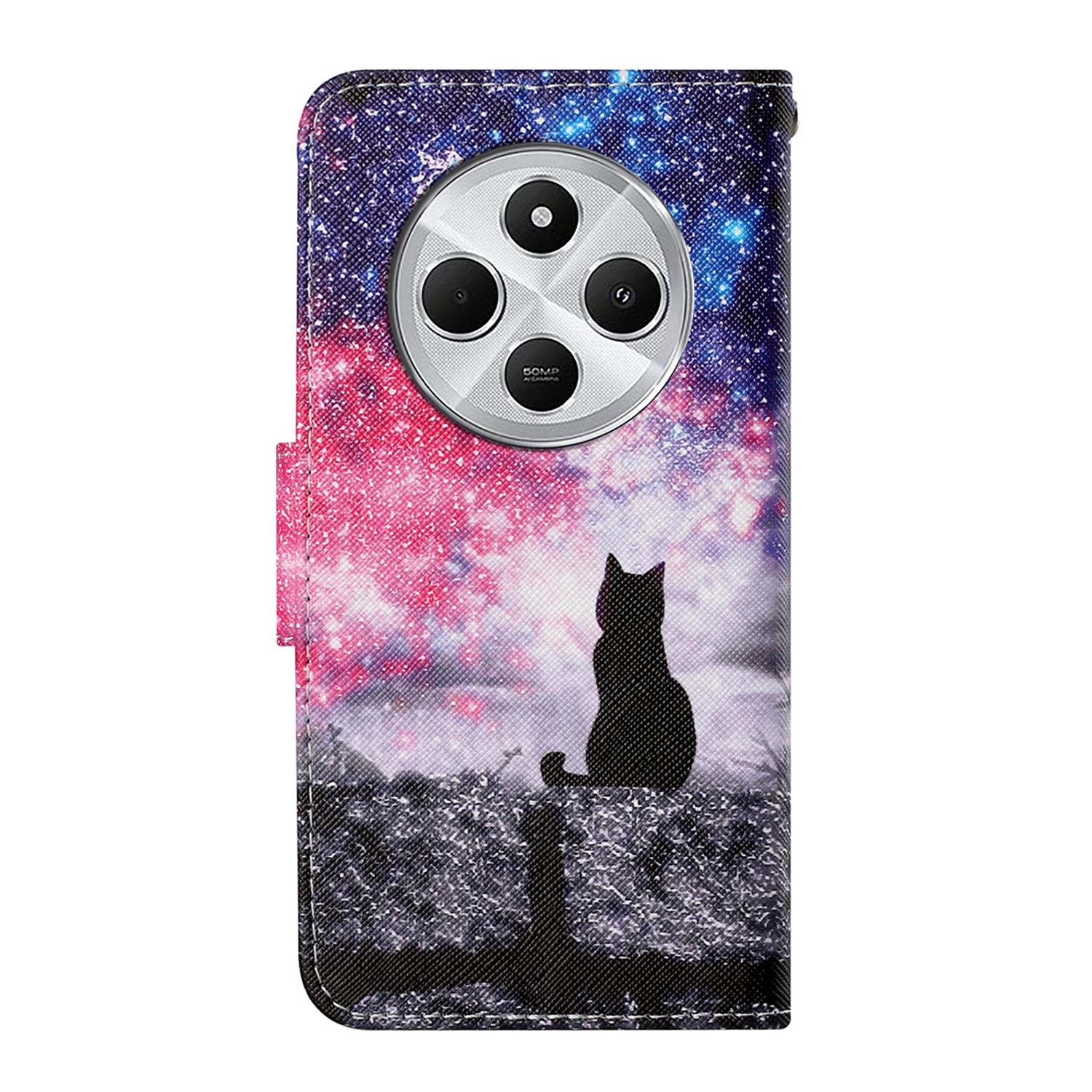 For Redmi 14C 4G Colored Drawing Pattern Leather Phone Case(Star Sky Cat)