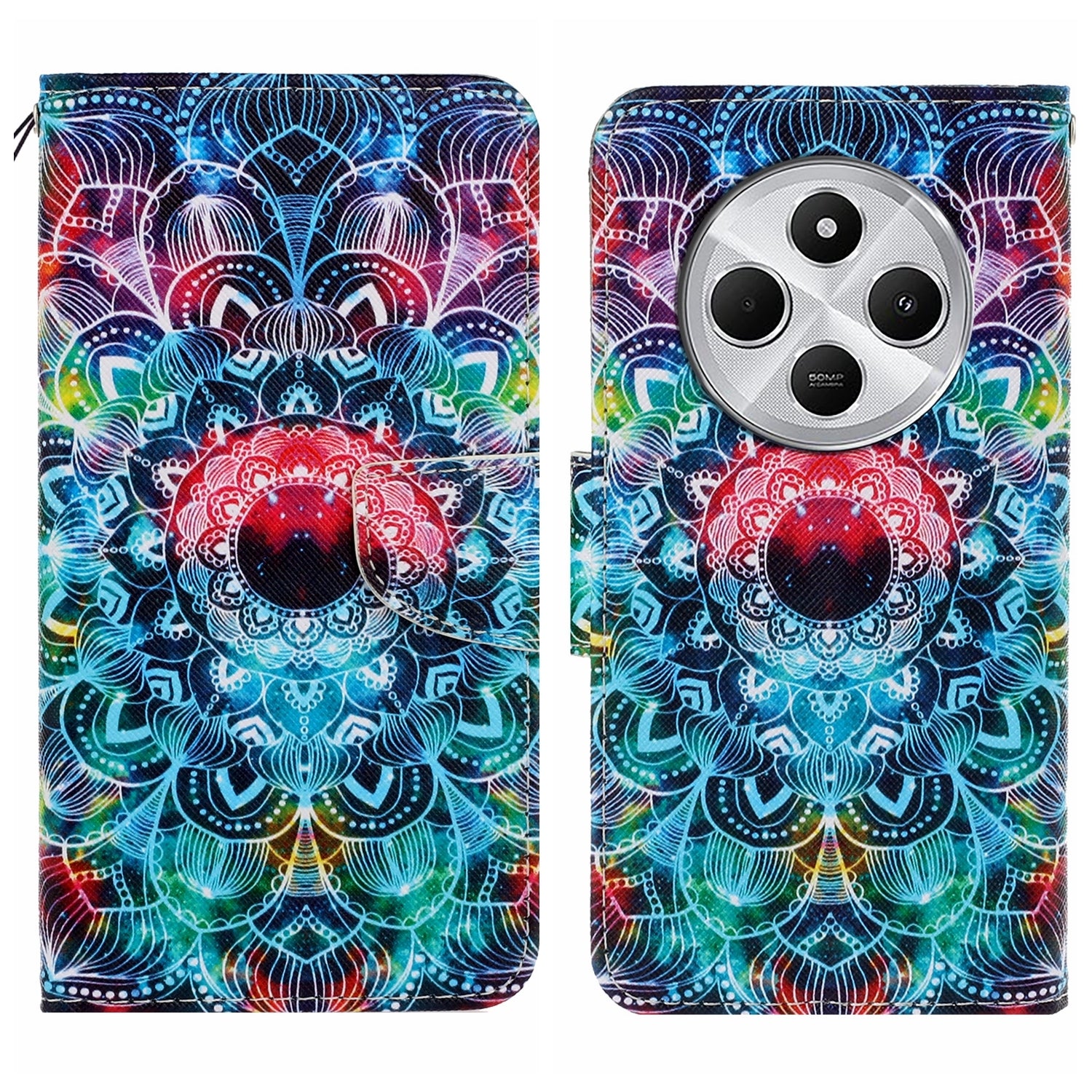 For Redmi 14C 4G Colored Drawing Pattern Leather Phone Case(Mandala)