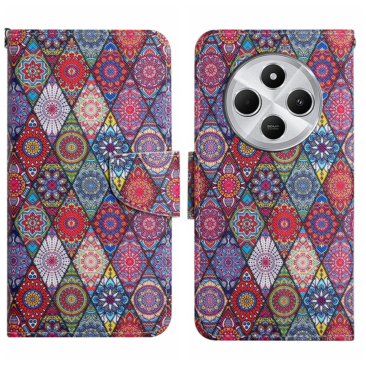 For Redmi 14C 4G Colored Drawing Pattern Leather Phone Case(Diamond Kaleidoscope)