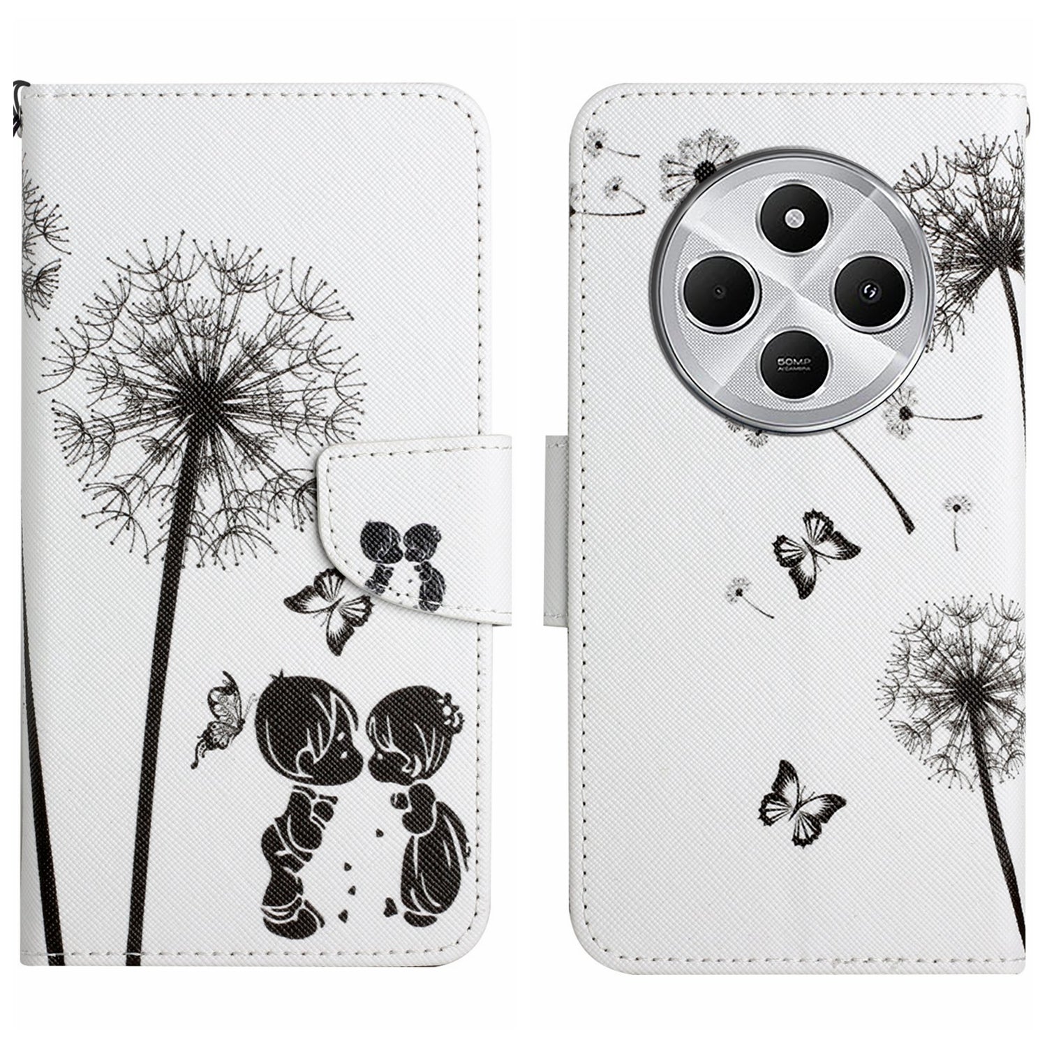 For Redmi 14C 4G Colored Drawing Pattern Leather Phone Case(Dandelion)