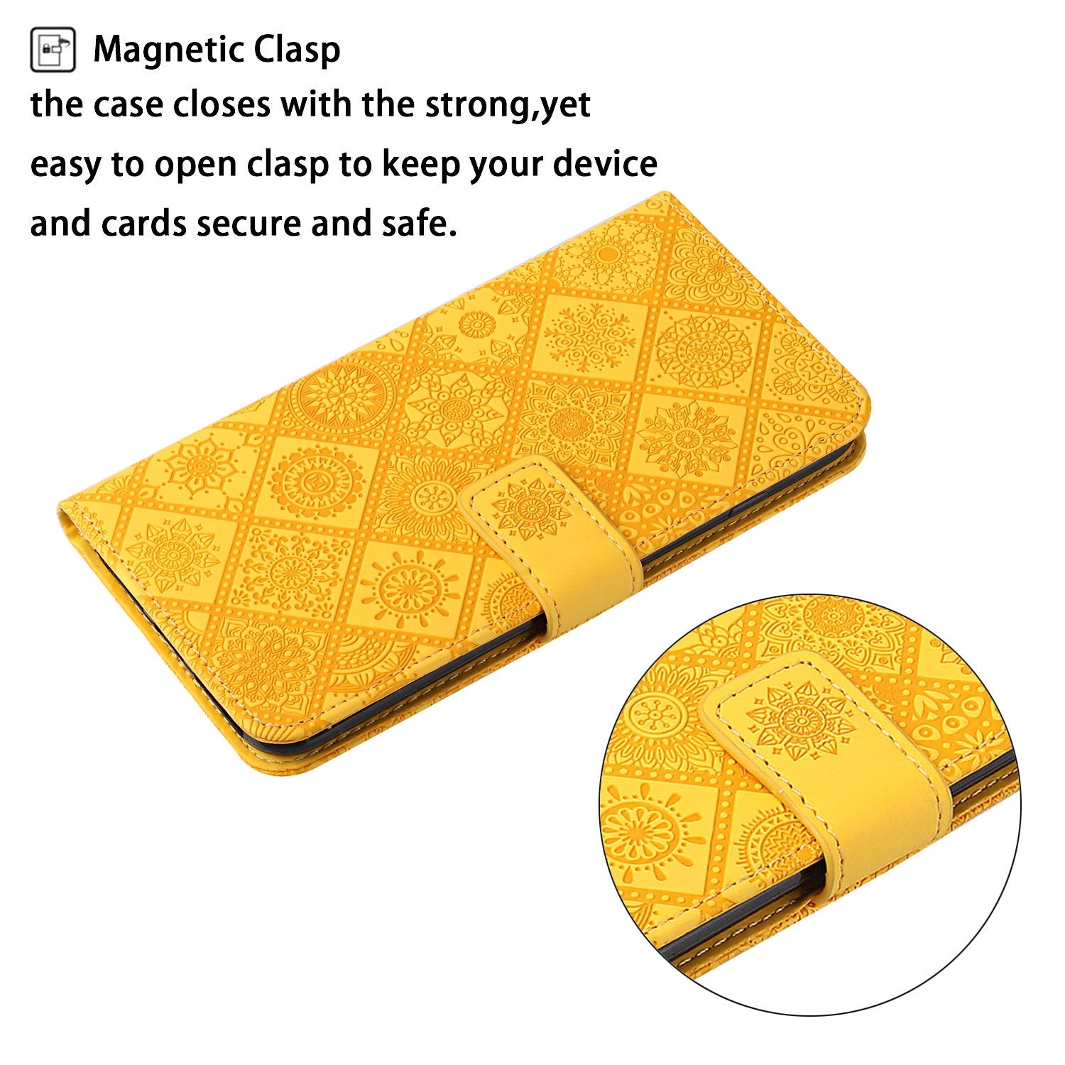 For Redmi 14C 4G Ethnic Style Embossed Pattern Leather Phone Case(Yellow)