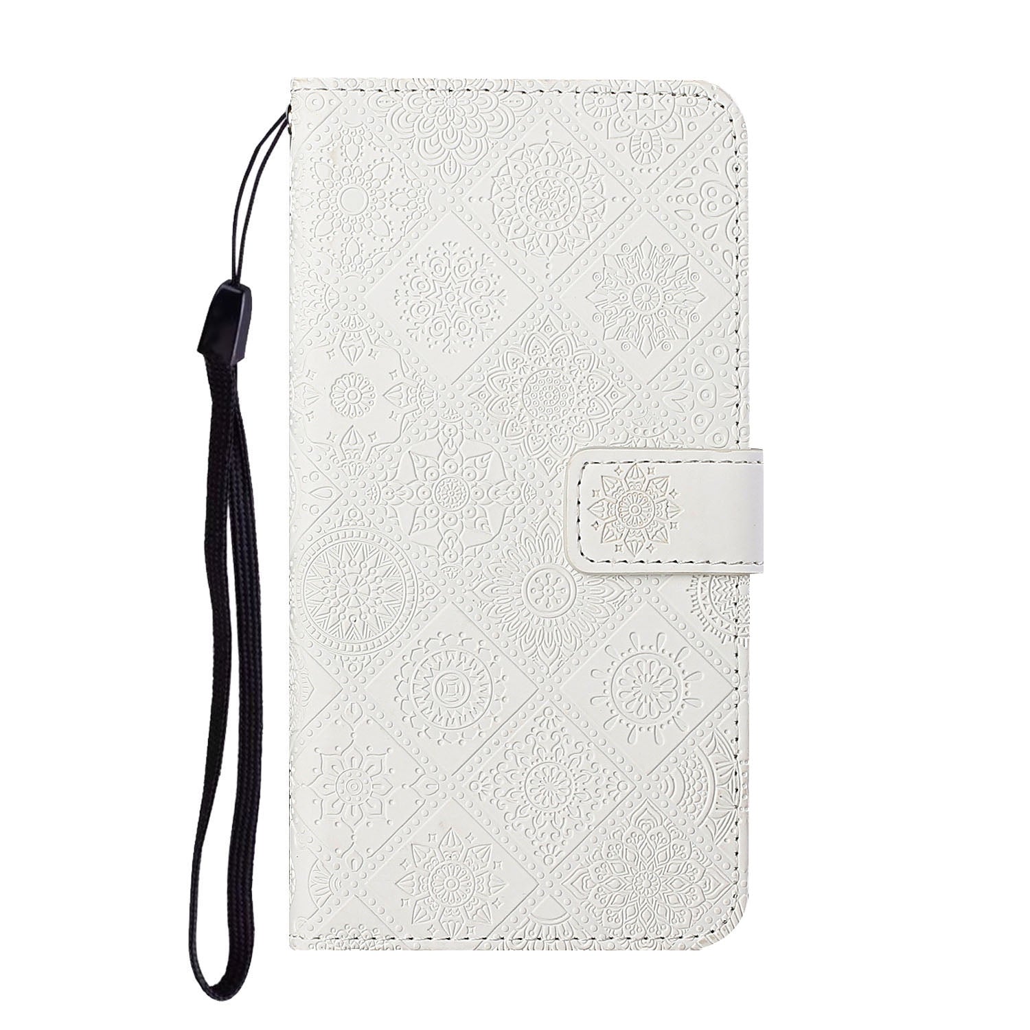 For Redmi 14C 4G Ethnic Style Embossed Pattern Leather Phone Case(White)