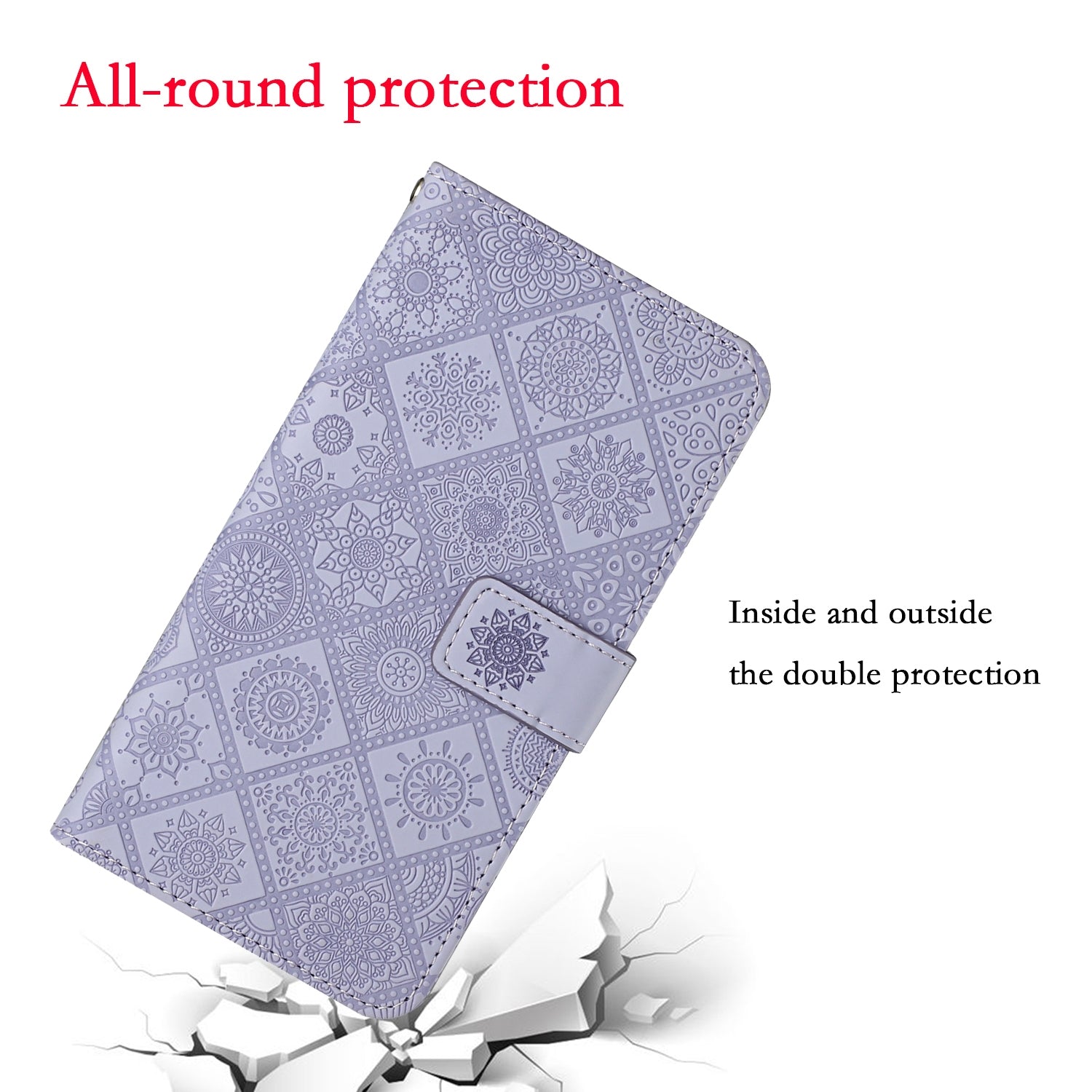 For Redmi 14C 4G Ethnic Style Embossed Pattern Leather Phone Case(Purple)