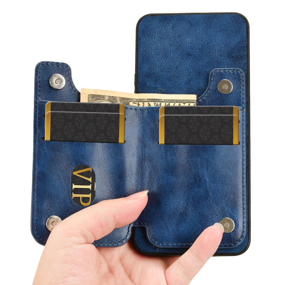 For Redmi 14C 4G Cow Pattern Sewing Card Bag Phone Case(Blue)