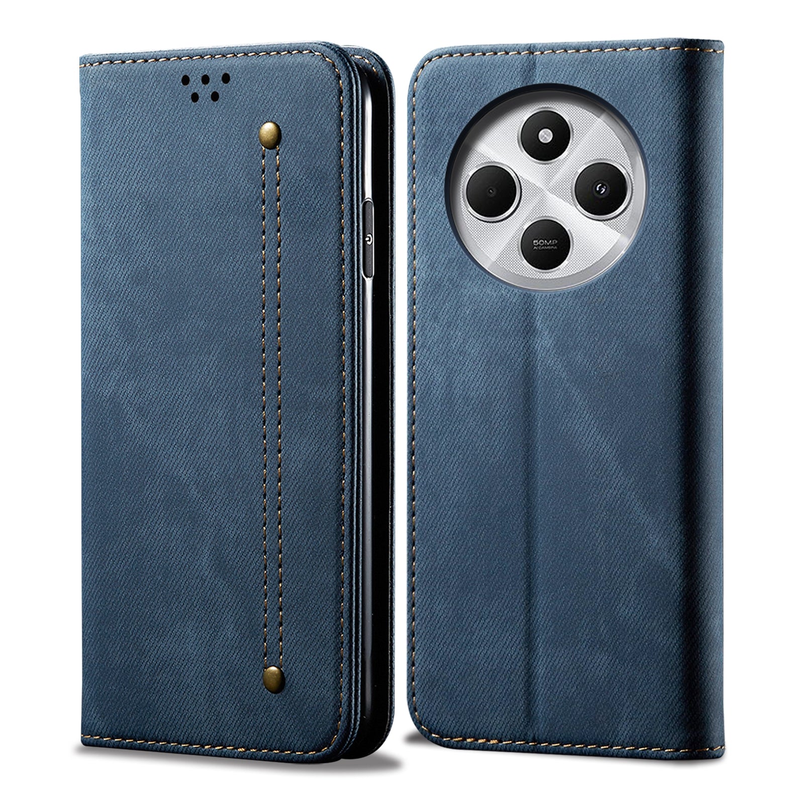 For Redmi 14C 4G Denim Texture Casual Style Horizontal Flip Leather Case(Blue)