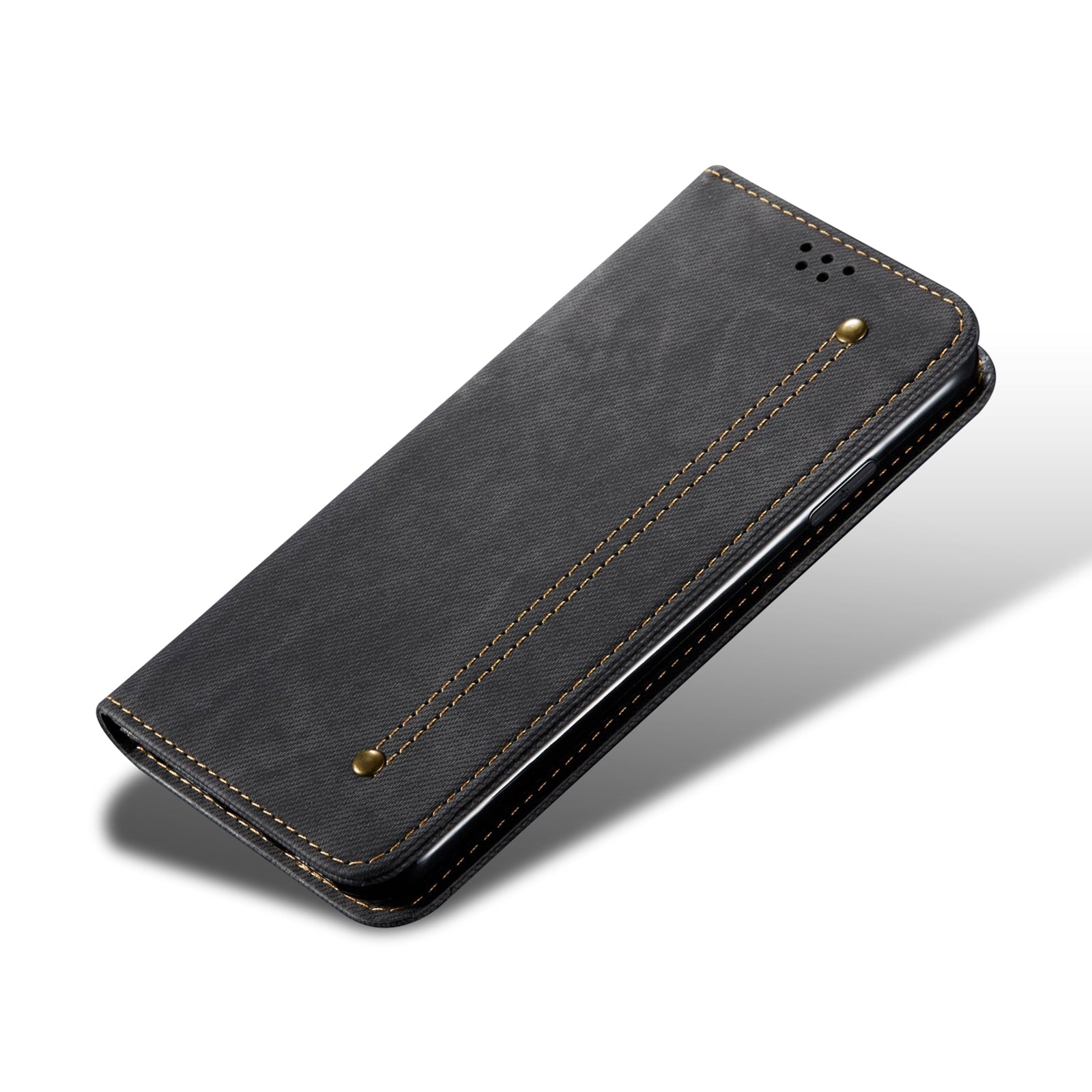 For Redmi 14C 4G Denim Texture Casual Style Horizontal Flip Leather Case(Black)