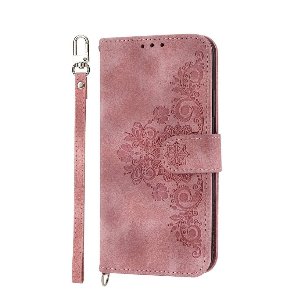 For Redmi 14C 4G Skin Feel Flowers Embossed Wallet Leather Phone Case(Pink)