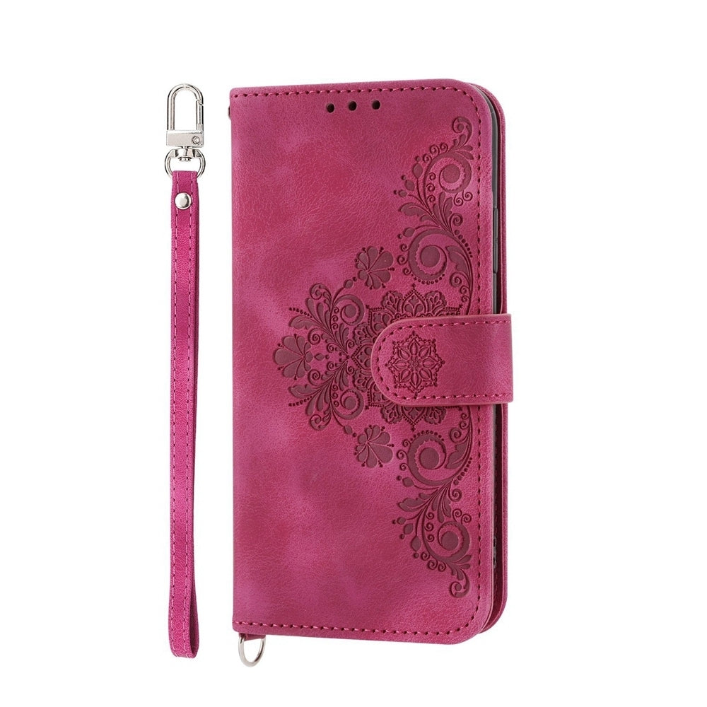 For Redmi 14C 4G Skin Feel Flowers Embossed Wallet Leather Phone Case(Wine Red)